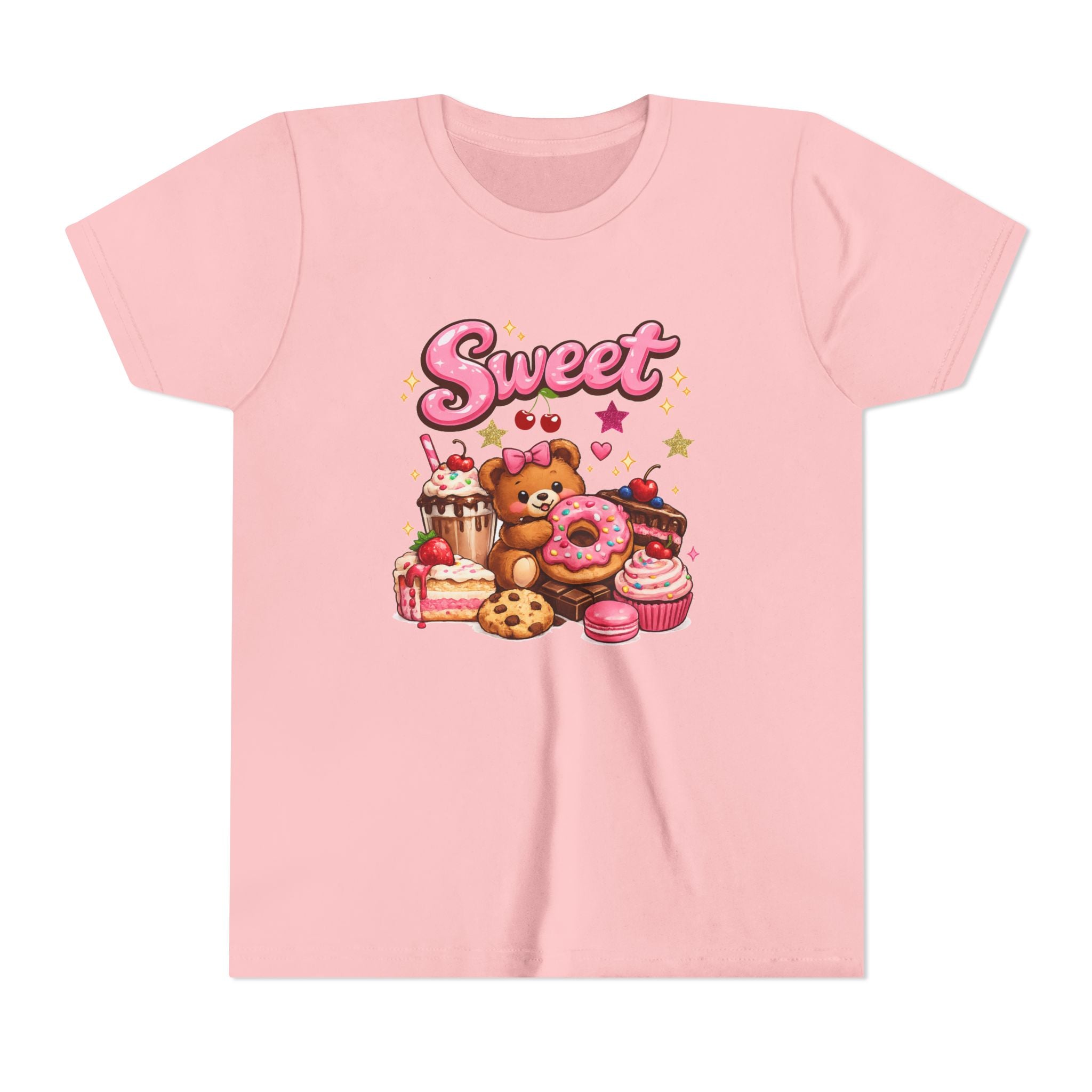 Youth Tee - "Sweet" Teddy Bear with Donuts & Desserts Kids Shirt