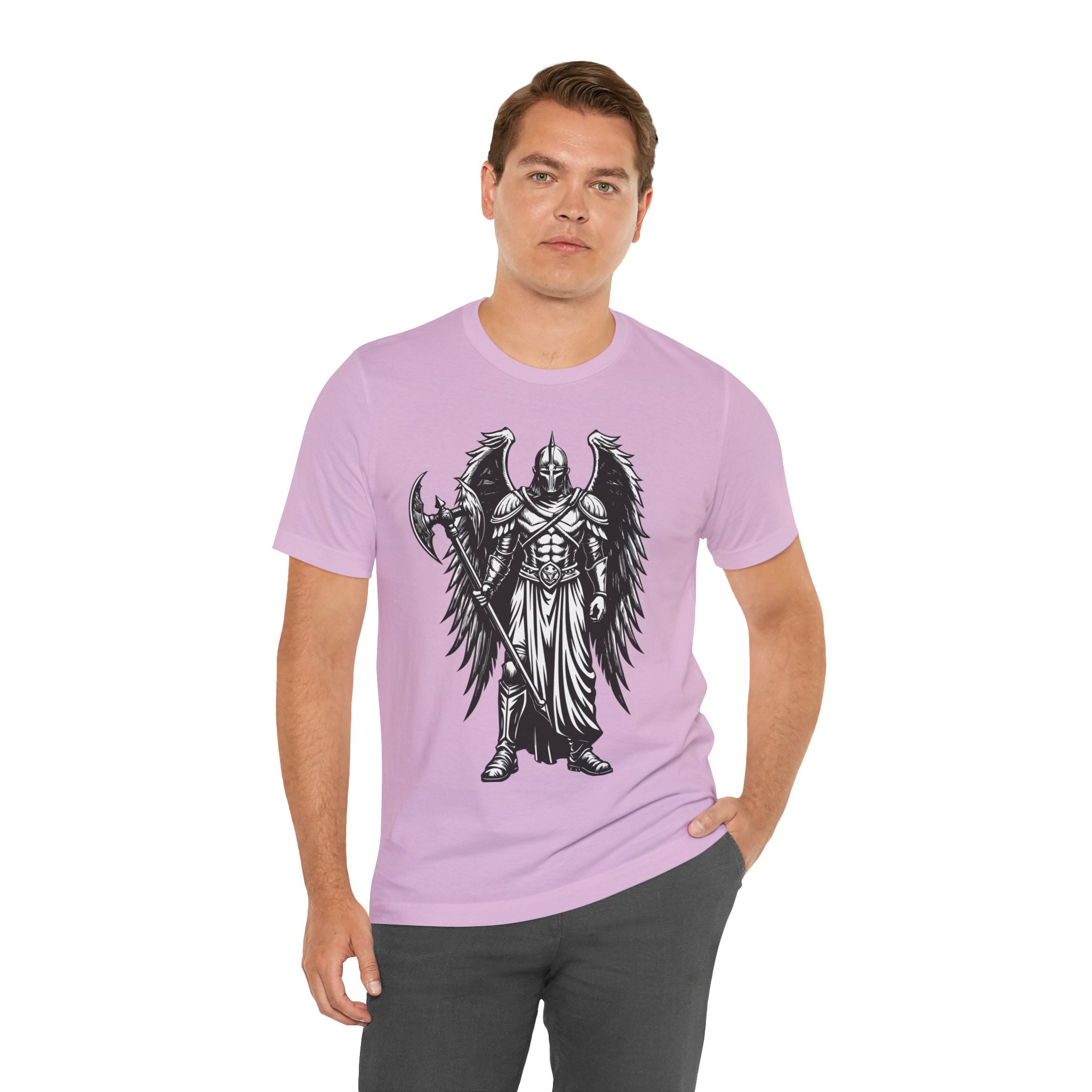 Angel of War Graphic Tee — Winged Knight Armor T-Shirt