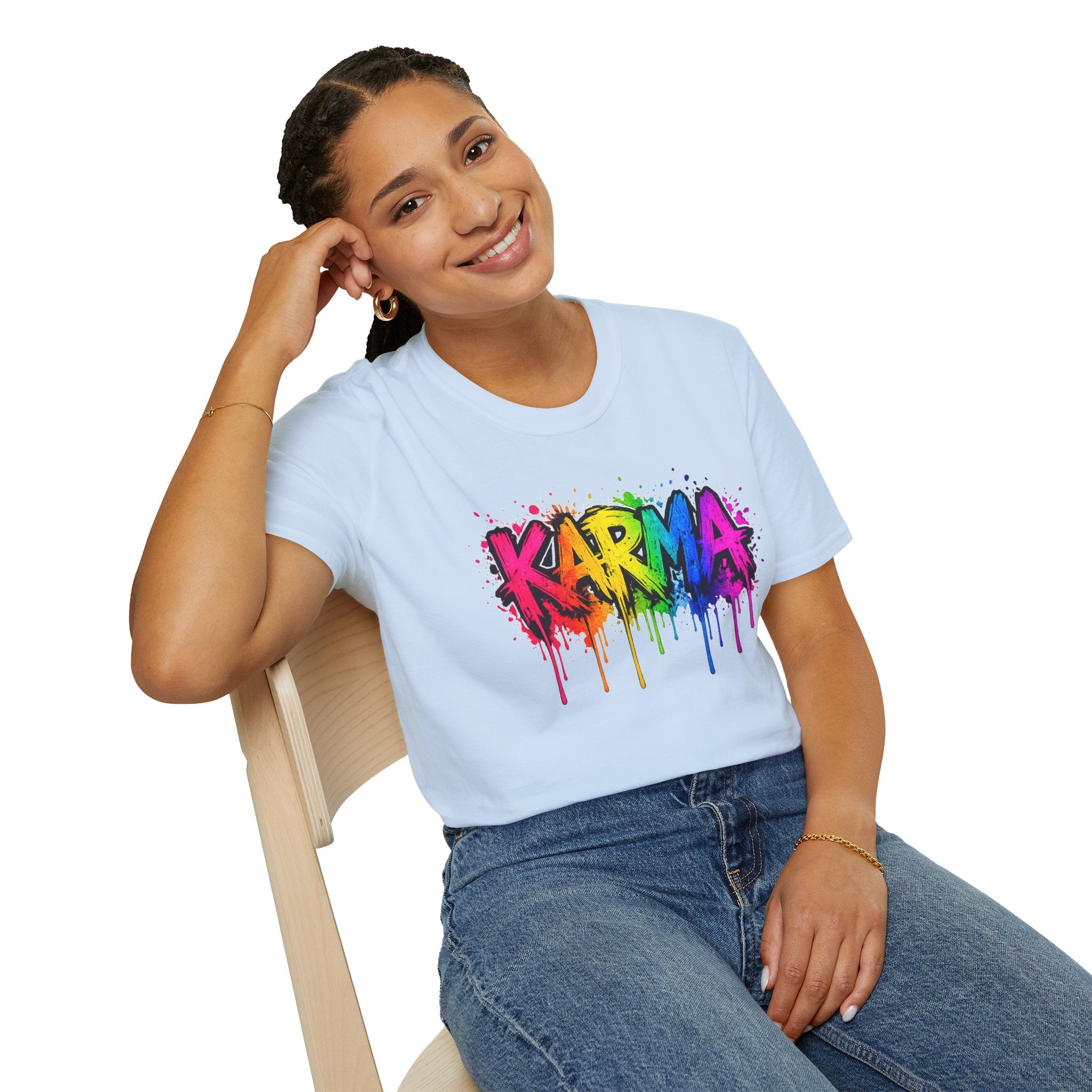 Karma Rainbow Drip Shirt, Funny Graphic Tee, Colorful Streetwear T-Shirt, Unisex Casual Tee, Gift Idea