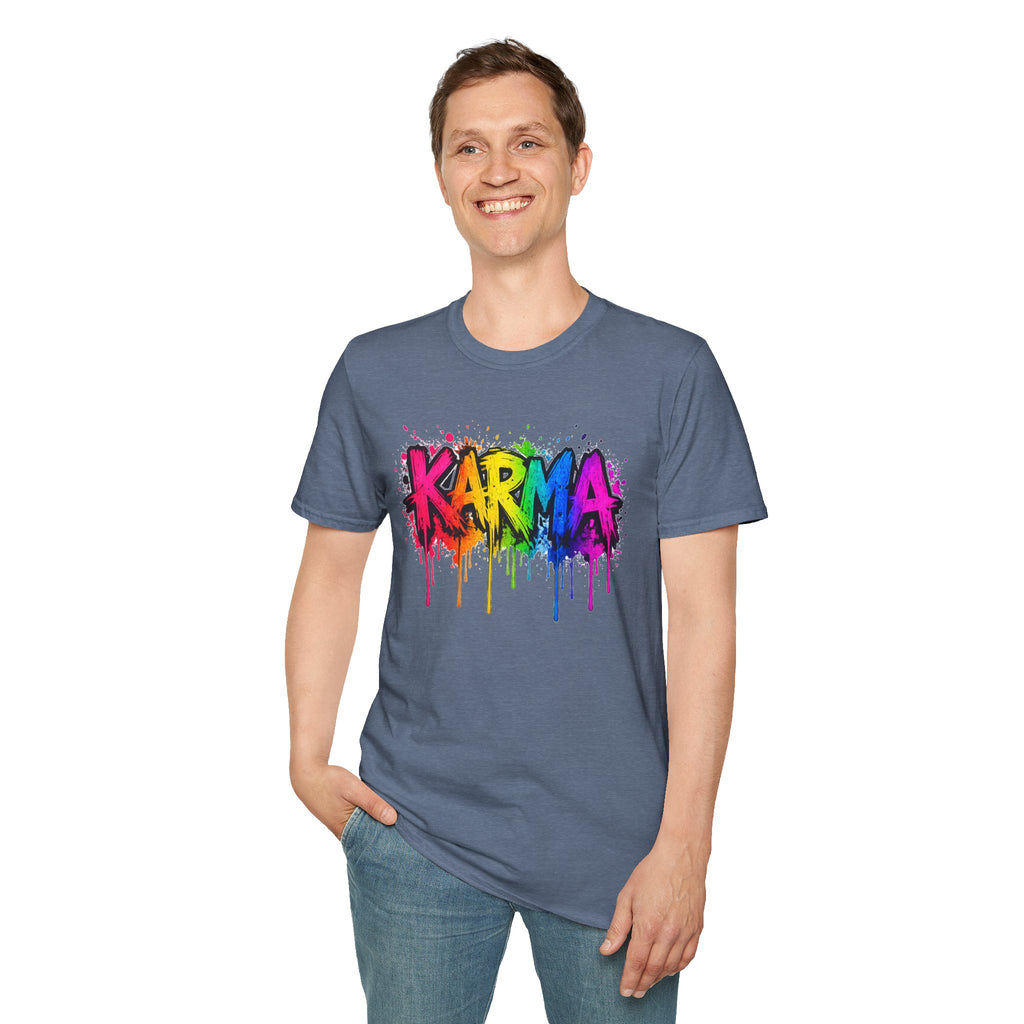 Karma Rainbow Drip Shirt, Funny Graphic Tee, Colorful Streetwear T-Shirt, Unisex Casual Tee, Gift Idea