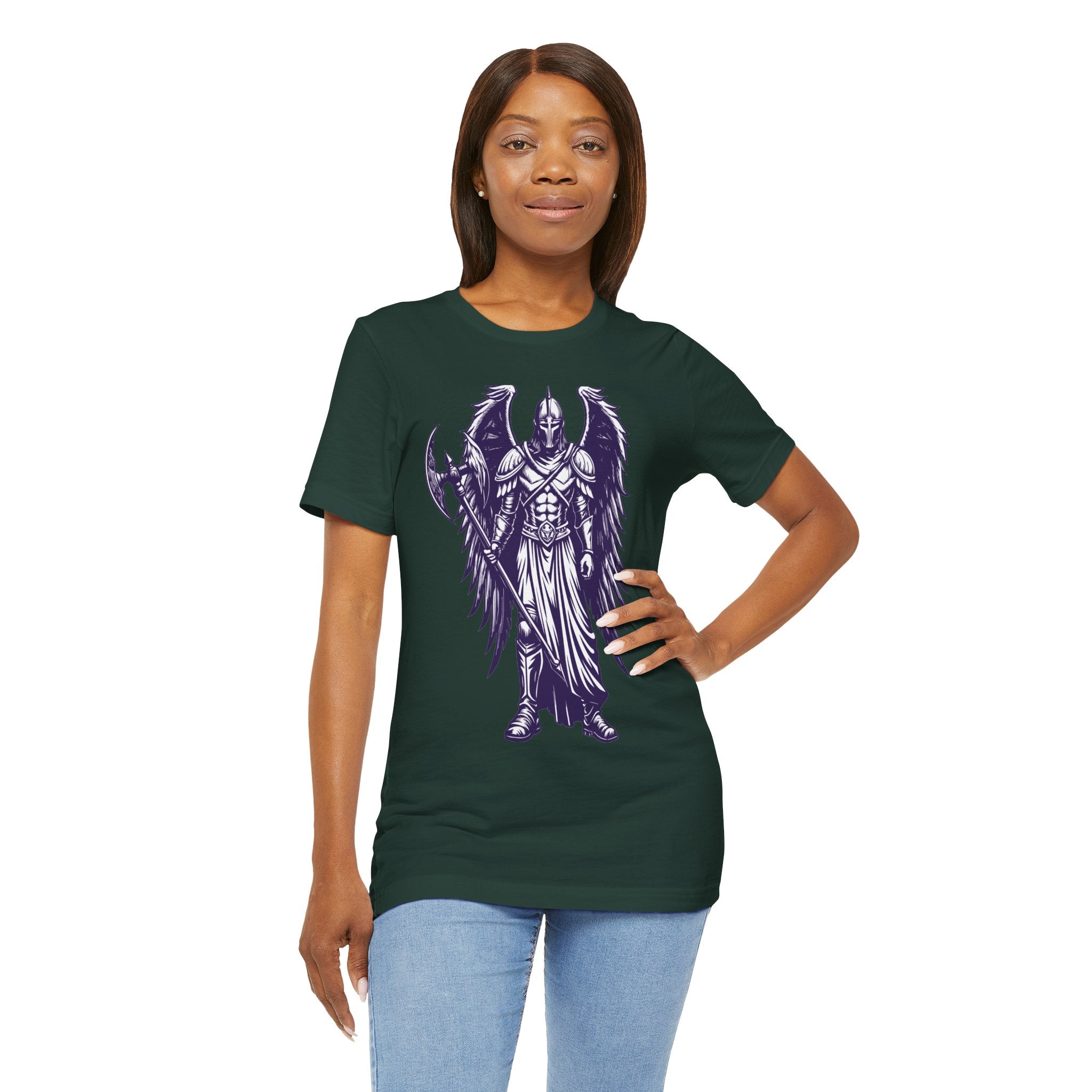 Fallen Angel Warrior T-Shirt | Gothic Fantasy Winged Knight Tee
