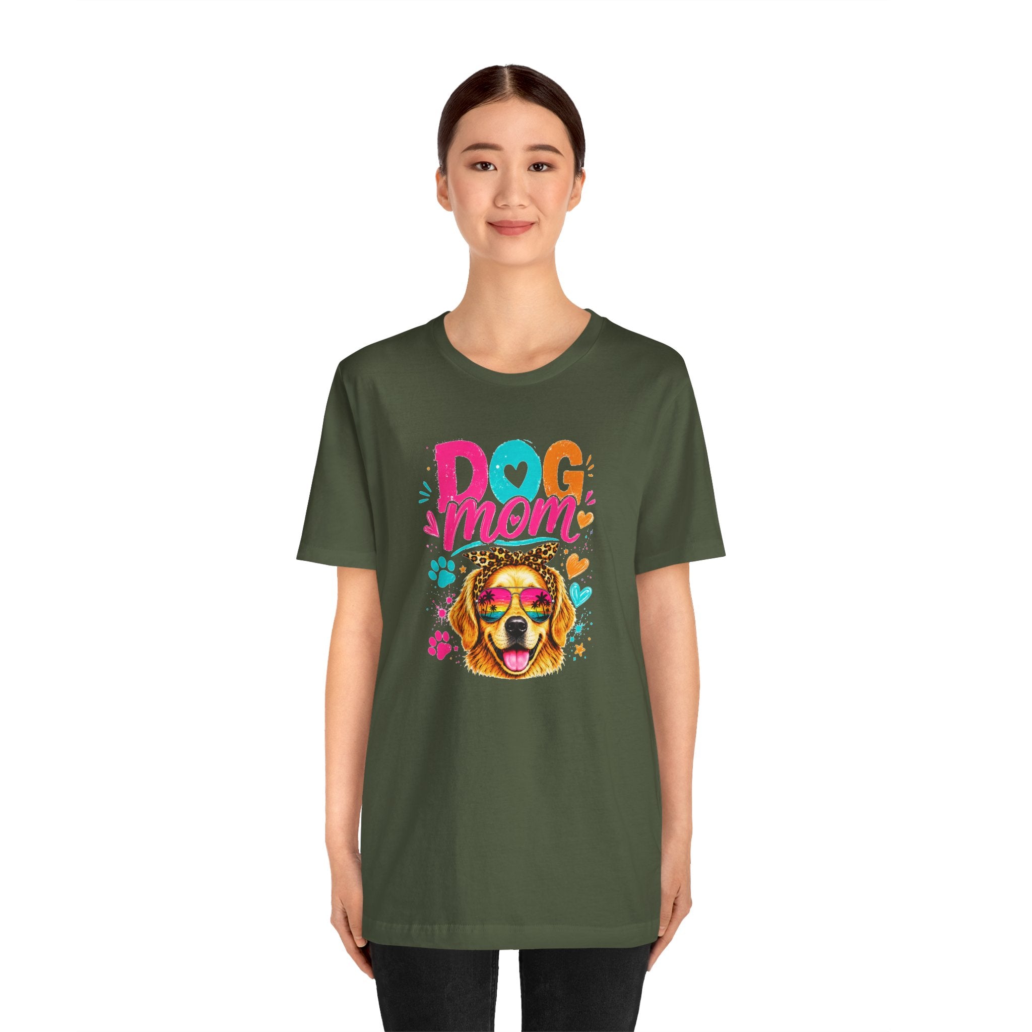 Dog Mom T-Shirt | Golden Retriever Shirt | Funny Dog Mom Gift | Colorful Retro Dog Lover Tee | Unisex Graphic T-Shirt