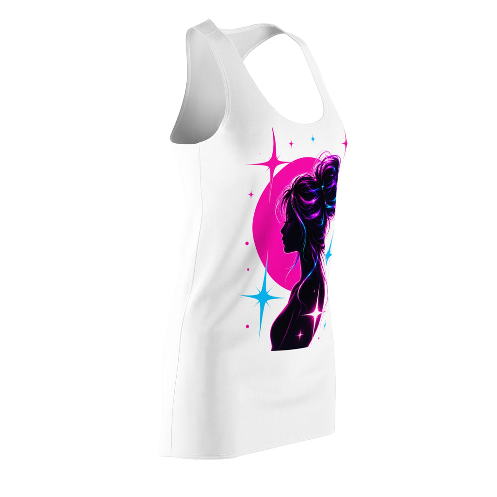 Racerback Dress — Neon Space Girl Silhouette Dress