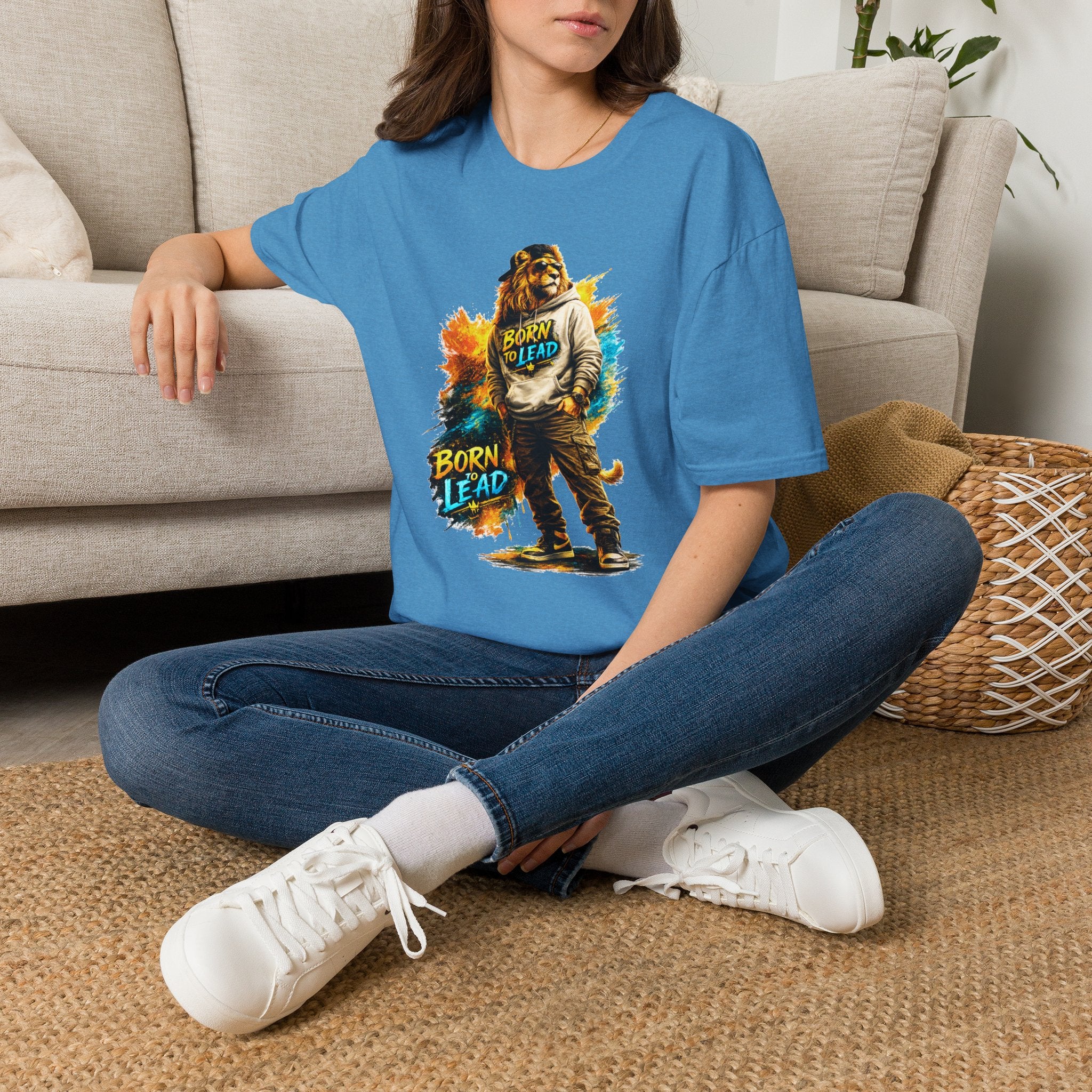 Lion 'Born to Lead' Graphic T‑Shirt — Inspirational Animal Leadership Tee