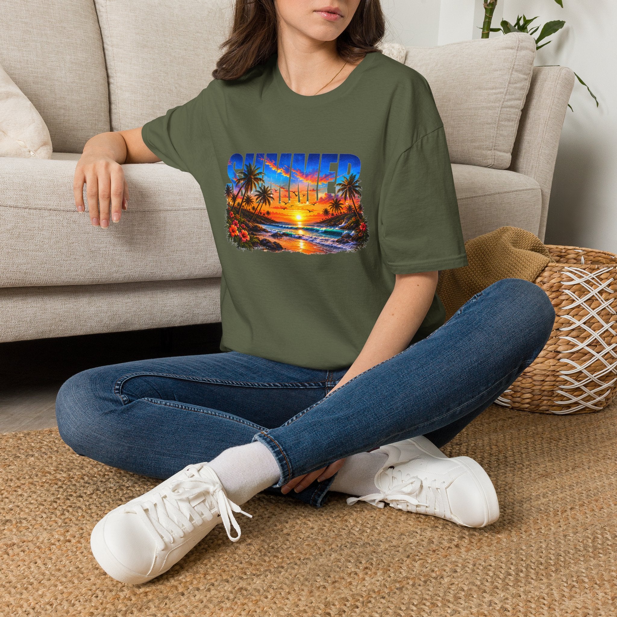 Summer Beach T Shirt Sunset Palm Graphic Tee