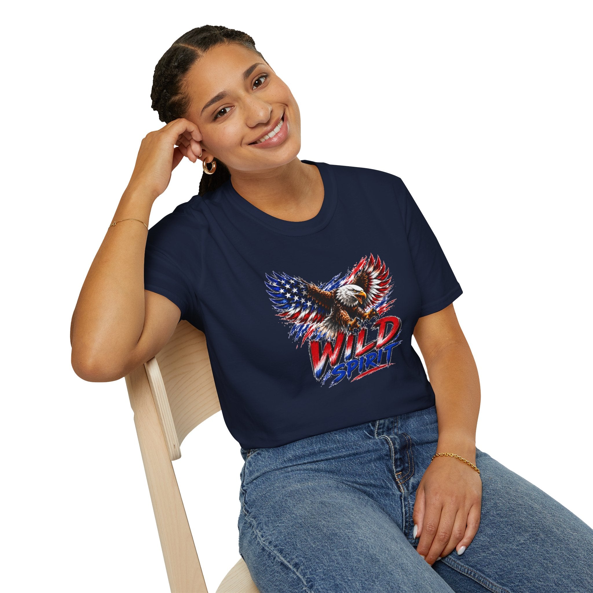 American Eagle T Shirt, Patriotic Eagle Shirt, Wild Spirit Tee, USA Flag Shirt, Fourth of July Shirt, Unisex Graphic Tee
