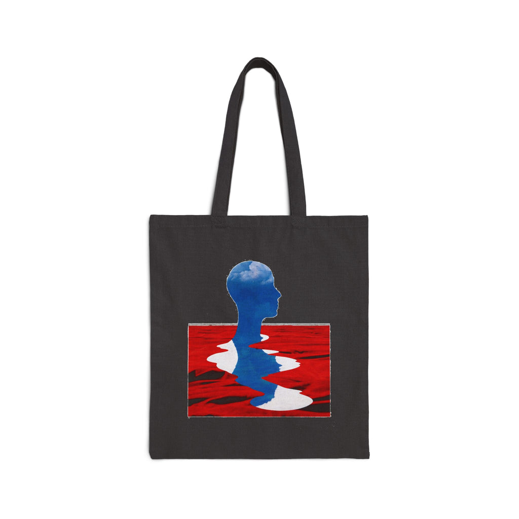 Abstract Reflection Canvas Tote - Blue Silhouette Red Water Art Bag