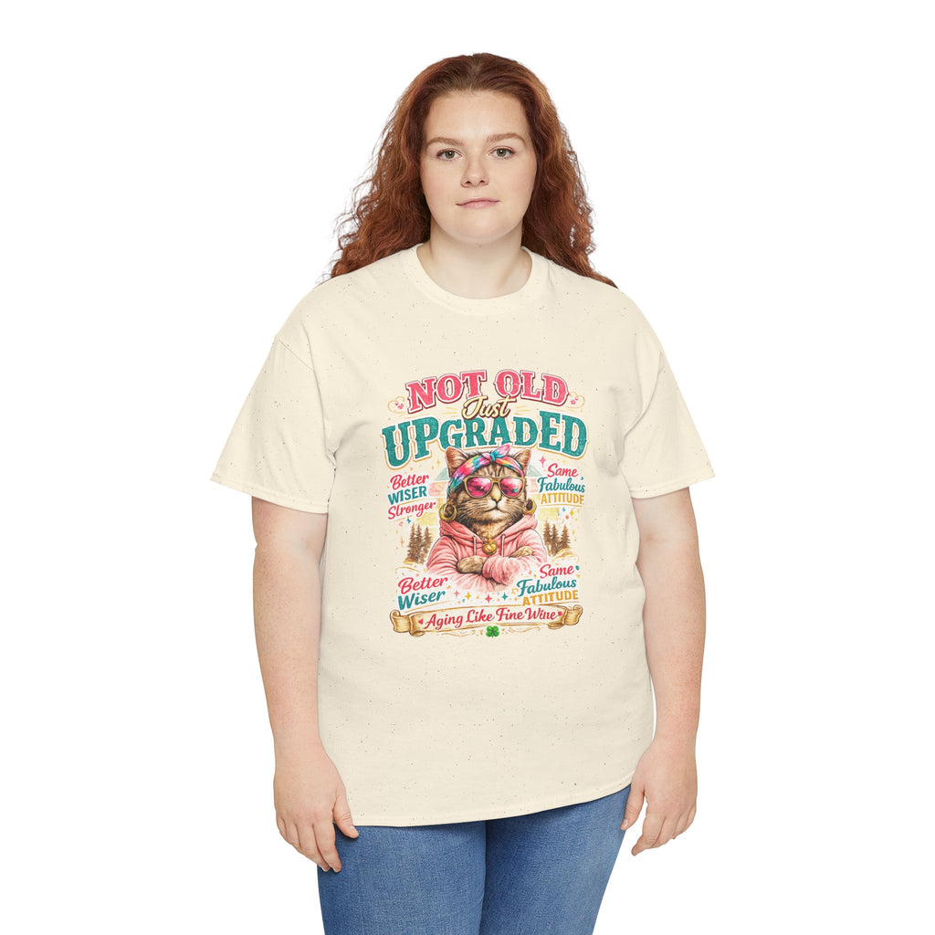 Not Old Just Upgraded Cat T-Shirt | Funny Cat Lover Tee | Vintage Birthday Shirt | Cute Kitty Graphic Tee | Gift for Cat Mom | Cat Lover Gift