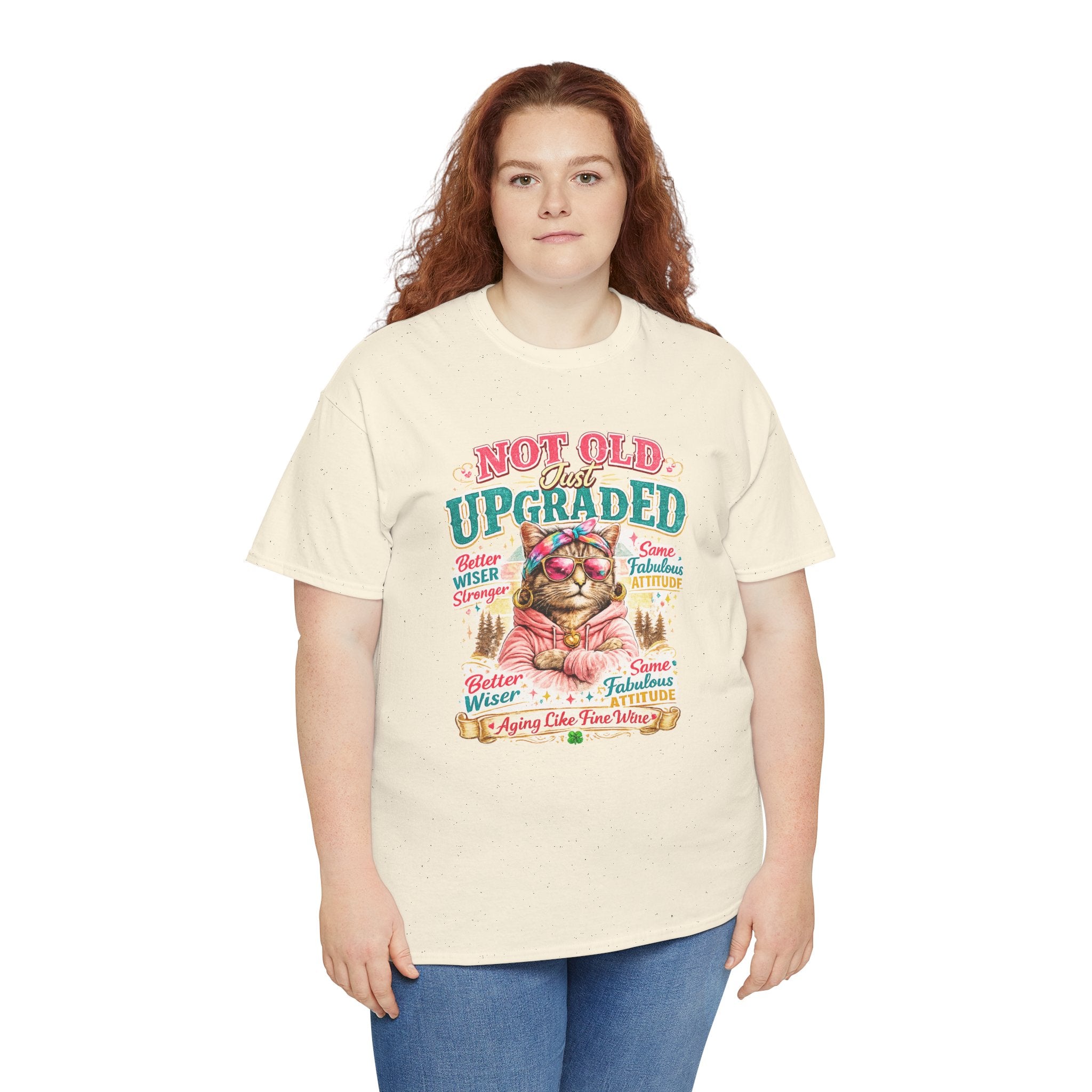 Not Old Just Upgraded Cat T-Shirt | Funny Cat Lover Tee | Vintage Birthday Shirt | Cute Kitty Graphic Tee | Gift for Cat Mom | Cat Lover Gift