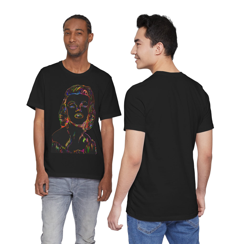 Neon Pop Art Portrait T-Shirt – Retro Rainbow Graphic Tee