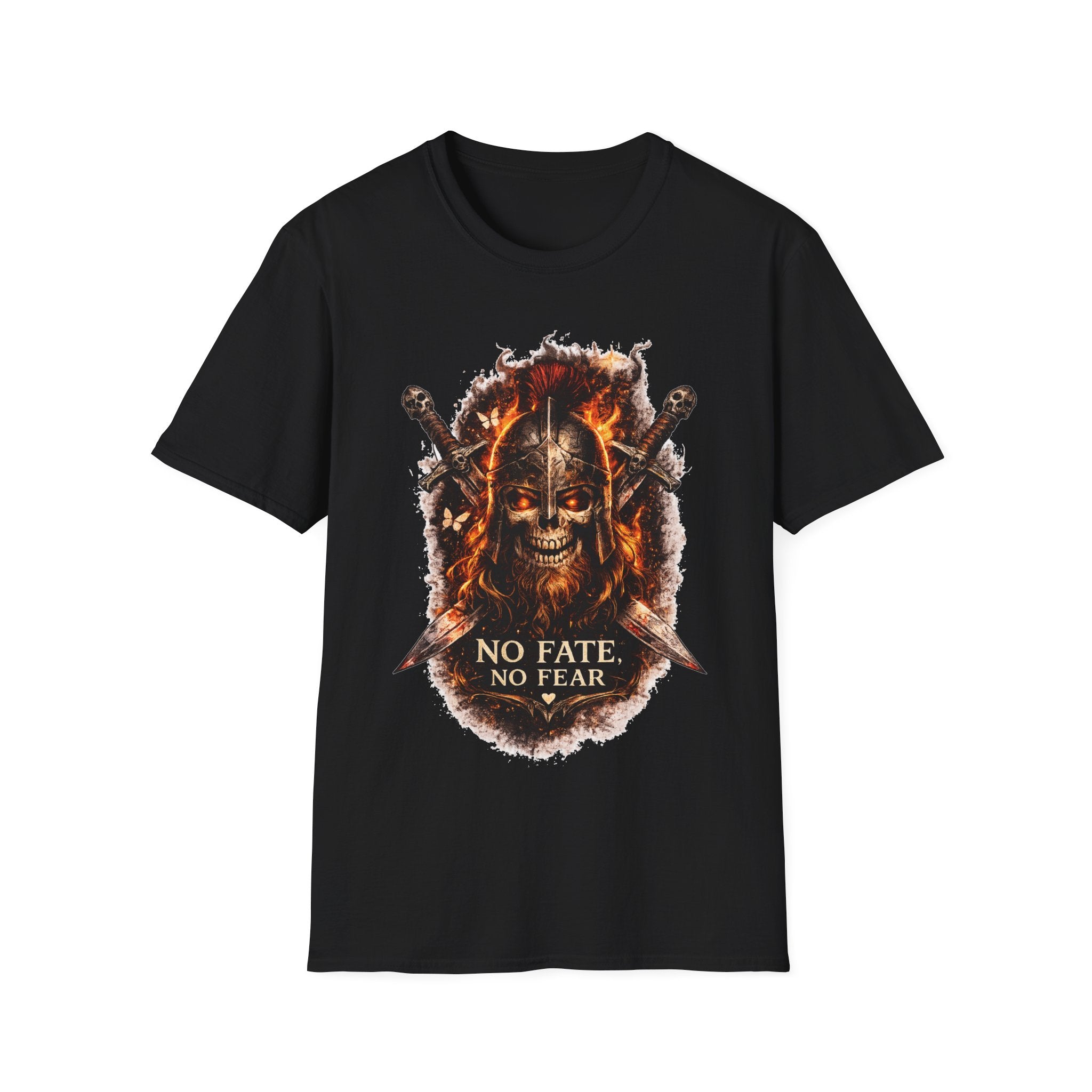 Viking Skull T-Shirt, Dragon Warrior Tee, Biker Graphic Shirt, Gothic Viking Shirt, No Fate No Fear Tee, Fantasy Streetwear
