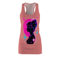 Cosmic Silhouette Racerback Dress, Neon Moon Woman Dress, Galaxy Graphic Dress, Sleeveless Summer Dress, Celestial Art Dress, Festival Outfit, Gift for Her