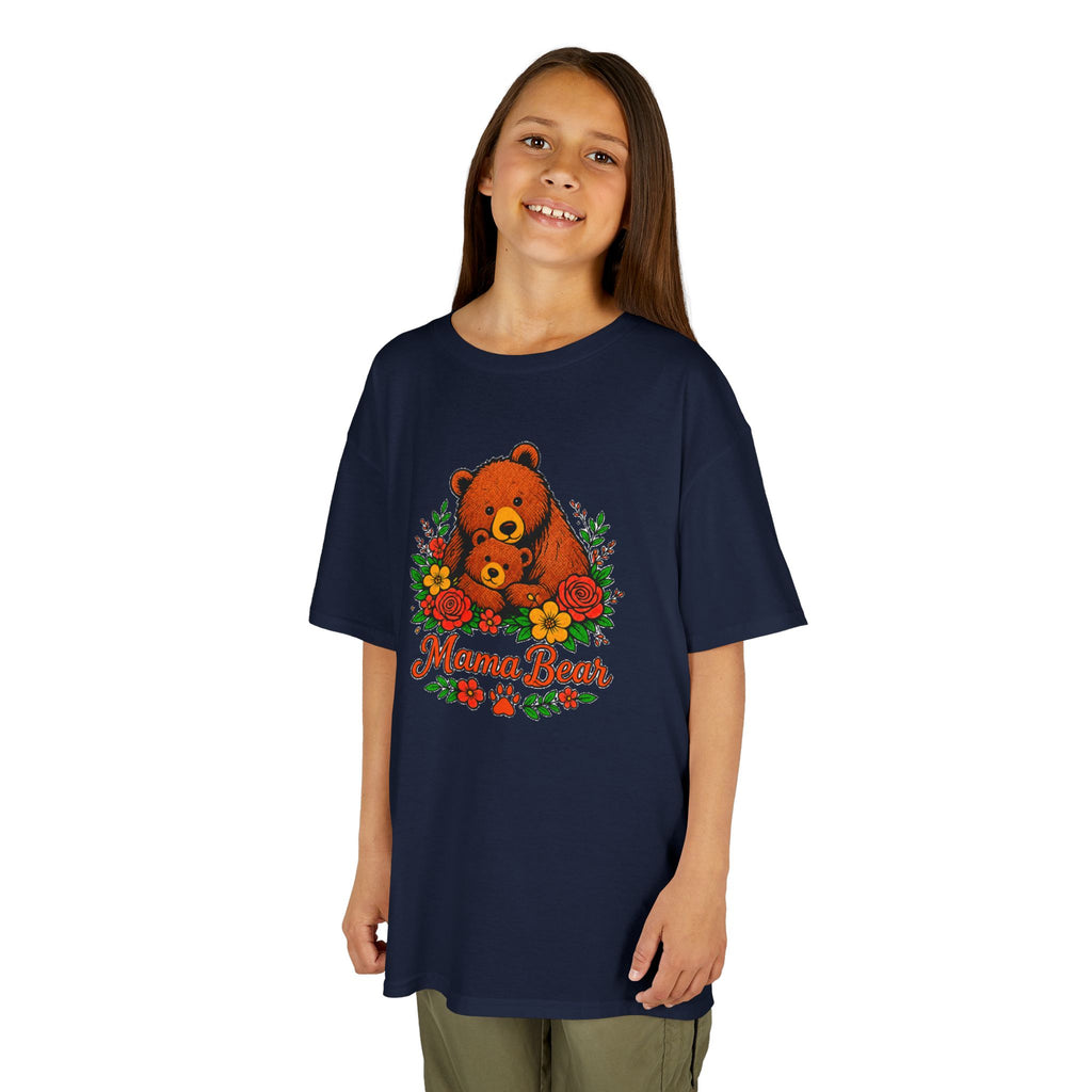 Kids T-Shirt — 'Mama Bear' Cute Floral Bear Graphic