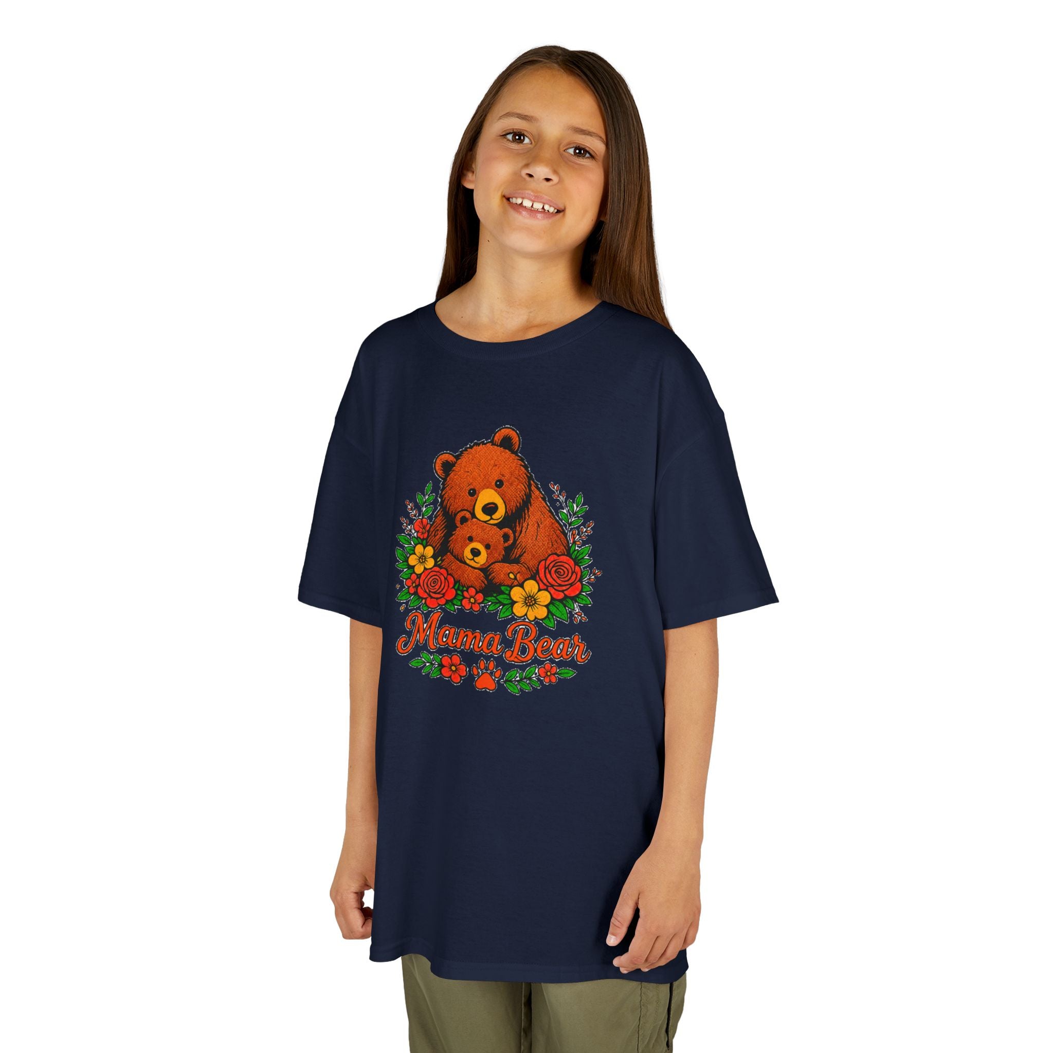 Kids T-Shirt — 'Mama Bear' Cute Floral Bear Graphic