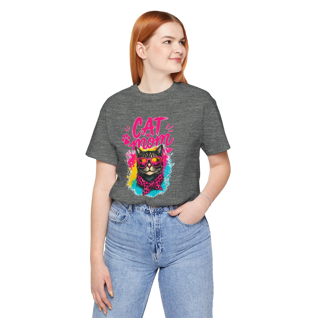 Cat Mom T-Shirt | Funny Cat Mom Gift | Colorful Retro Cat Lover Tee | Cute Cat Graphic Shirt | Unisex Cat Mom Tee