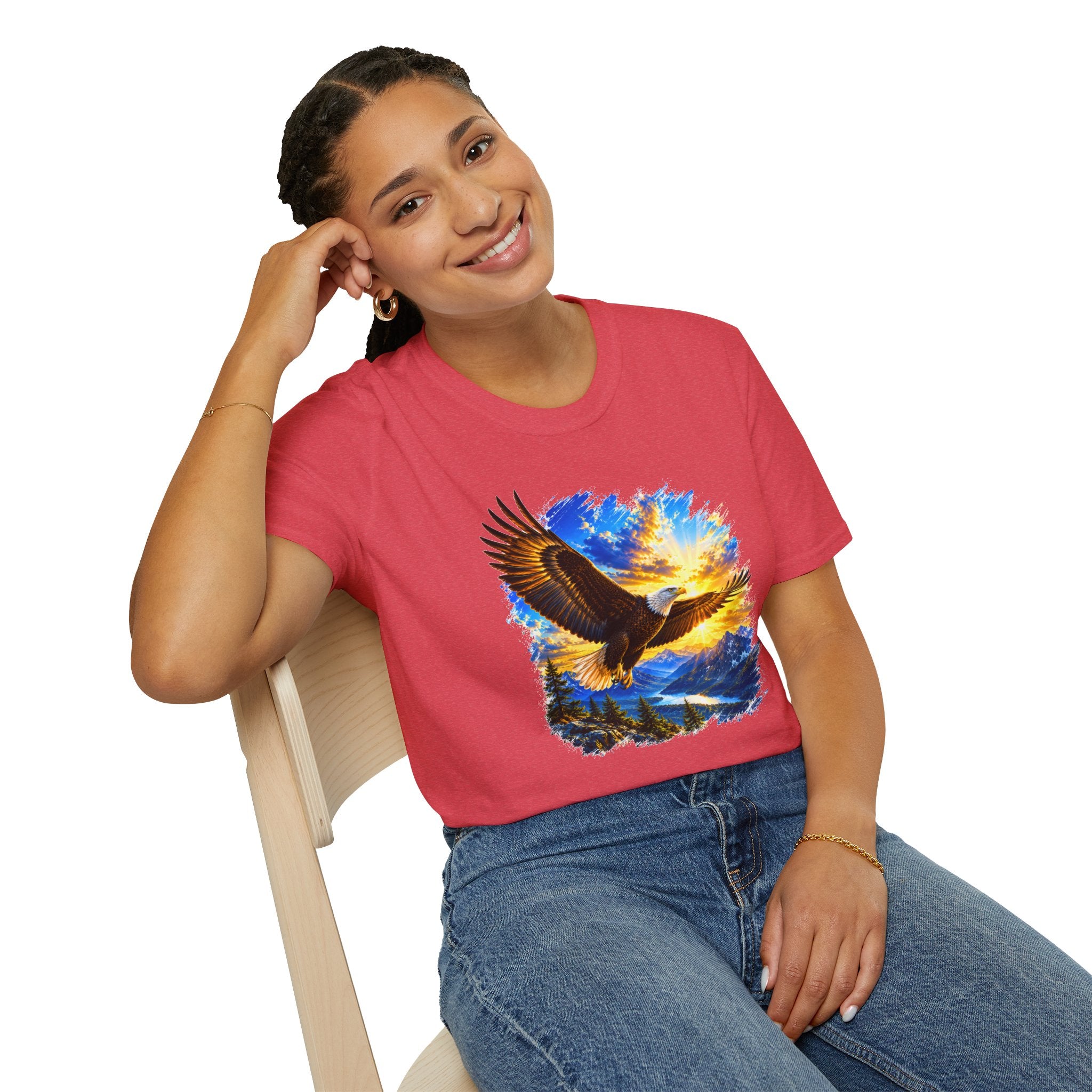 Majestic Eagle Sunset T-Shirt | Freedom Eagle Graphic Tee | Nature Wildlife Shirt | Mountain Sunset Unisex Tee | Outdoor Adventure Gift