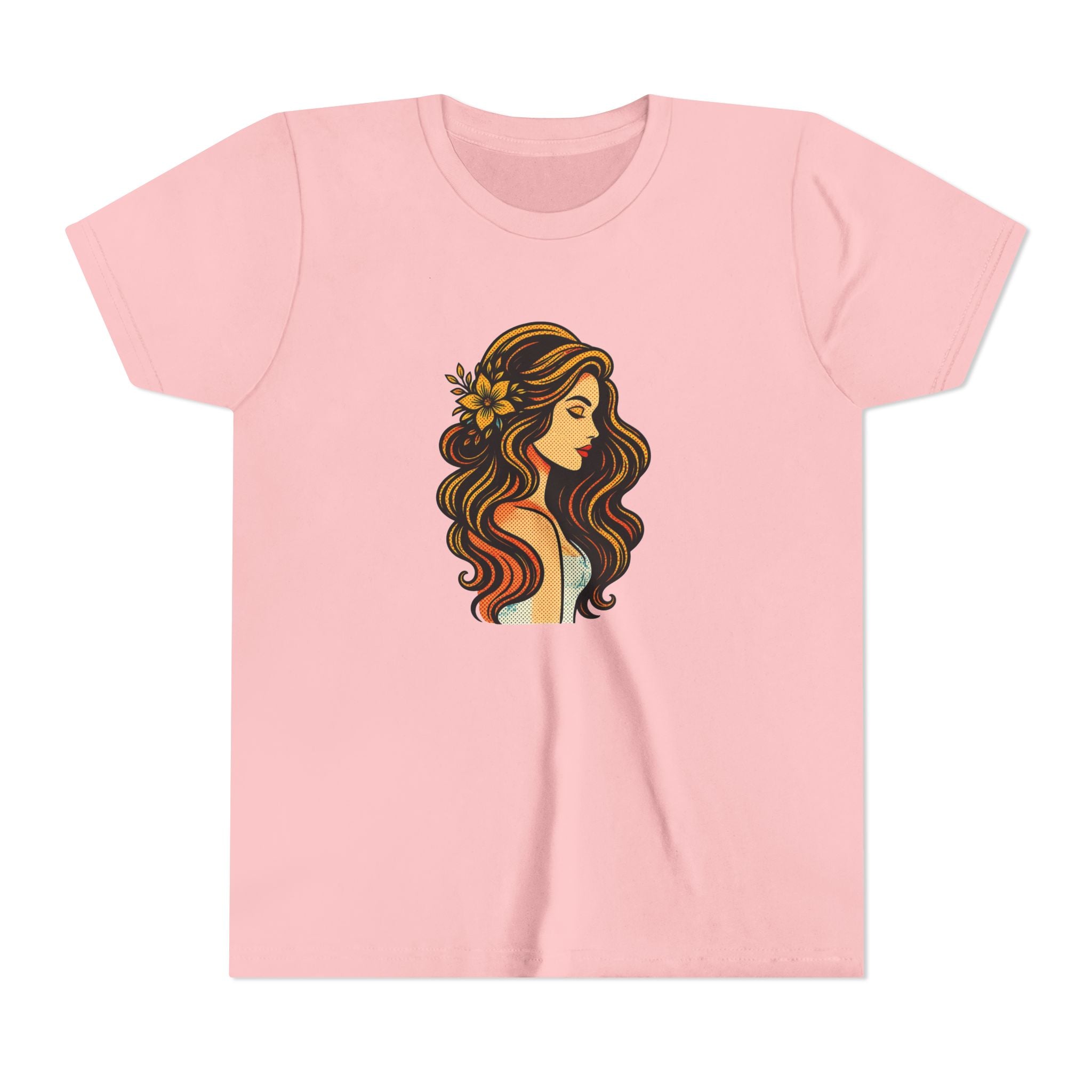 Youth Tee — Floral-Boho Girl Portrait Kids Shirt