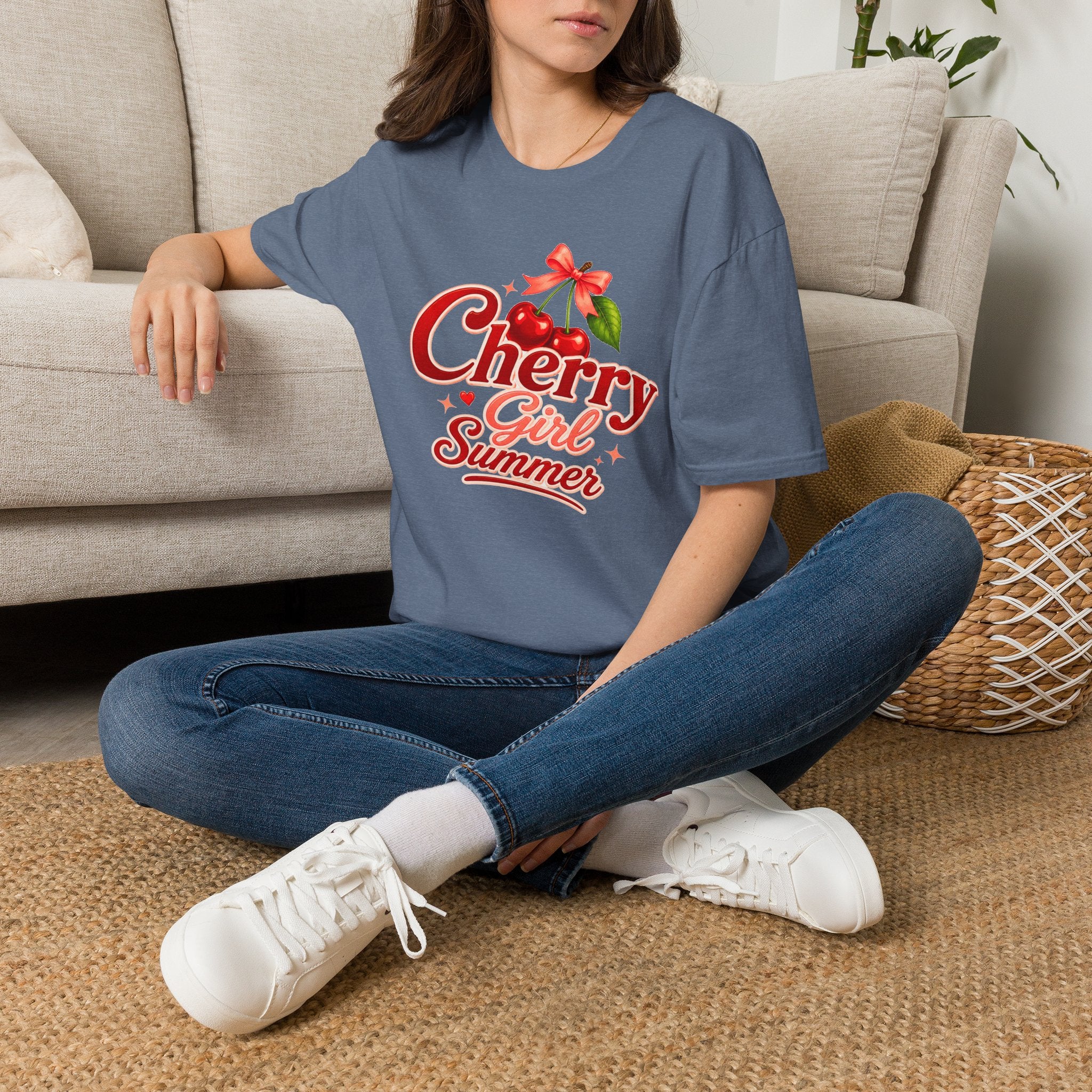 Cherry Girl Summer T-Shirt | Cute Retro Cherry Tee | Coquette Aesthetic Shirt | Summer Graphic Tee | Trendy Women's Shirt