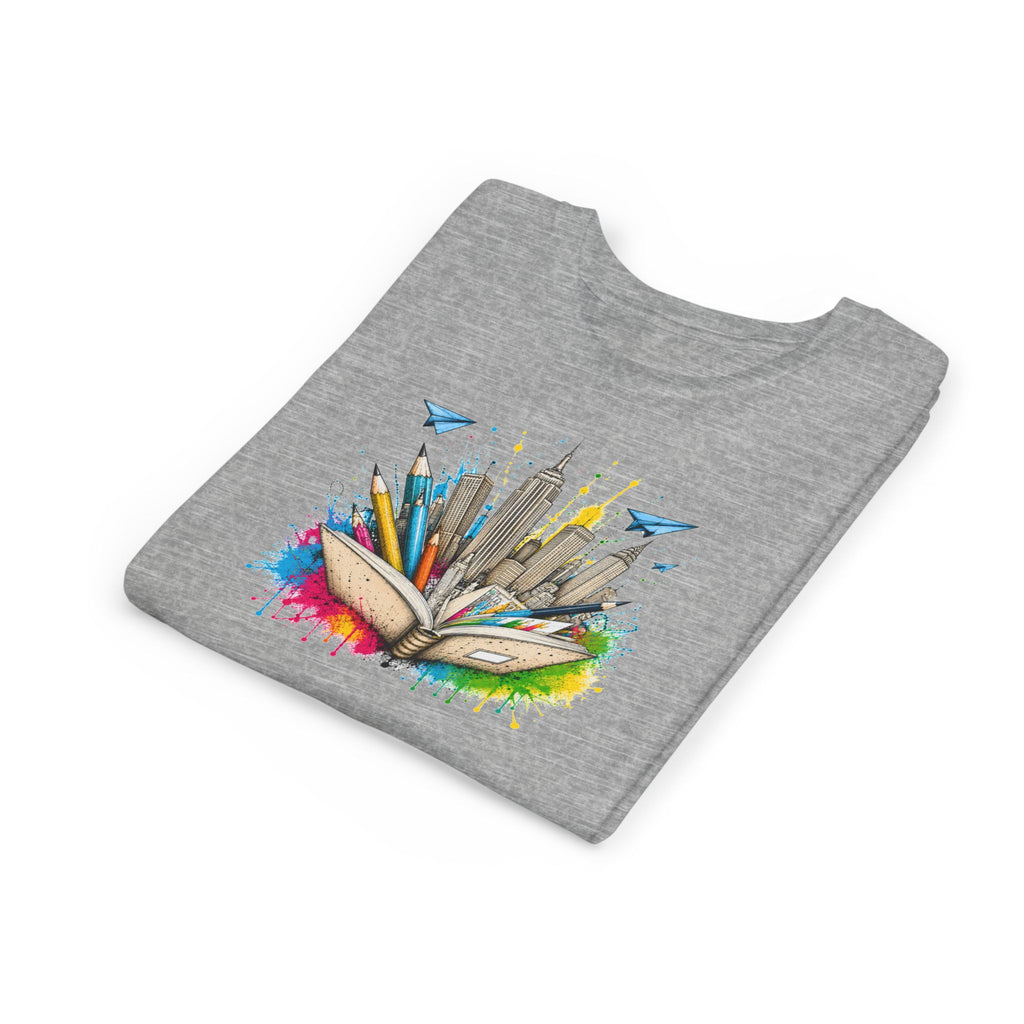 Youth Book City Tee — Colorful Reading Adventure Shirt for Kids