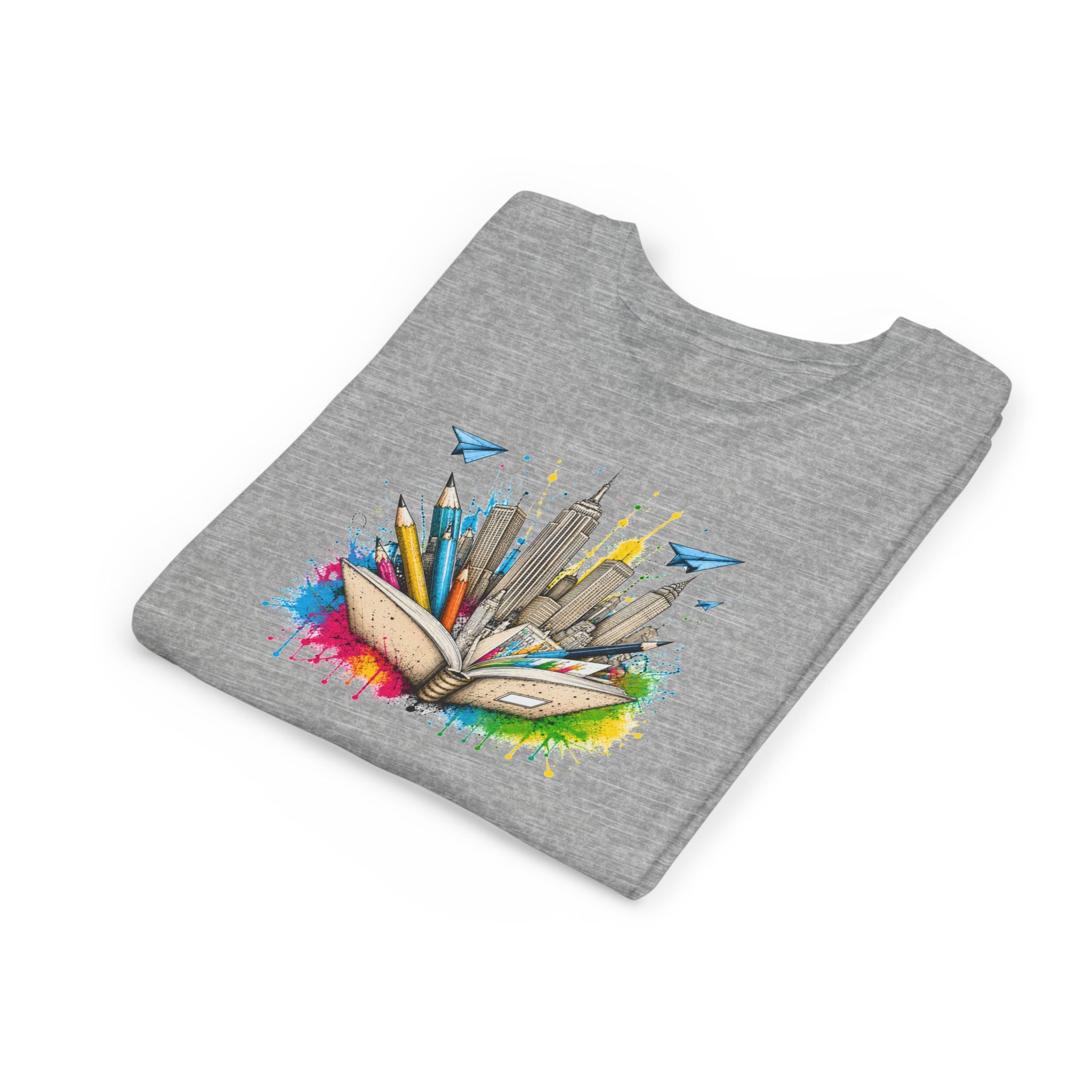 Youth Book City Tee — Colorful Reading Adventure Shirt for Kids