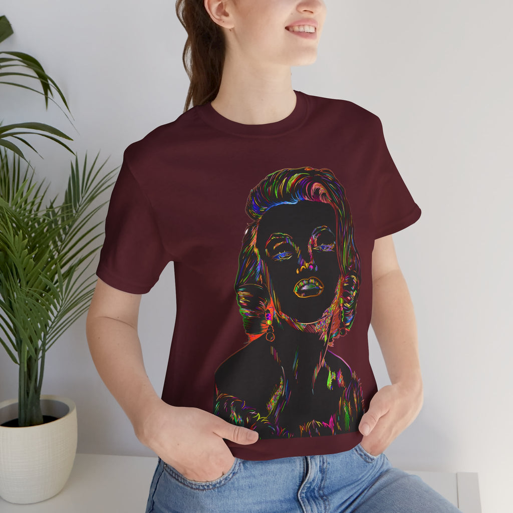 Neon Pop Art Portrait T-Shirt – Retro Rainbow Graphic Tee