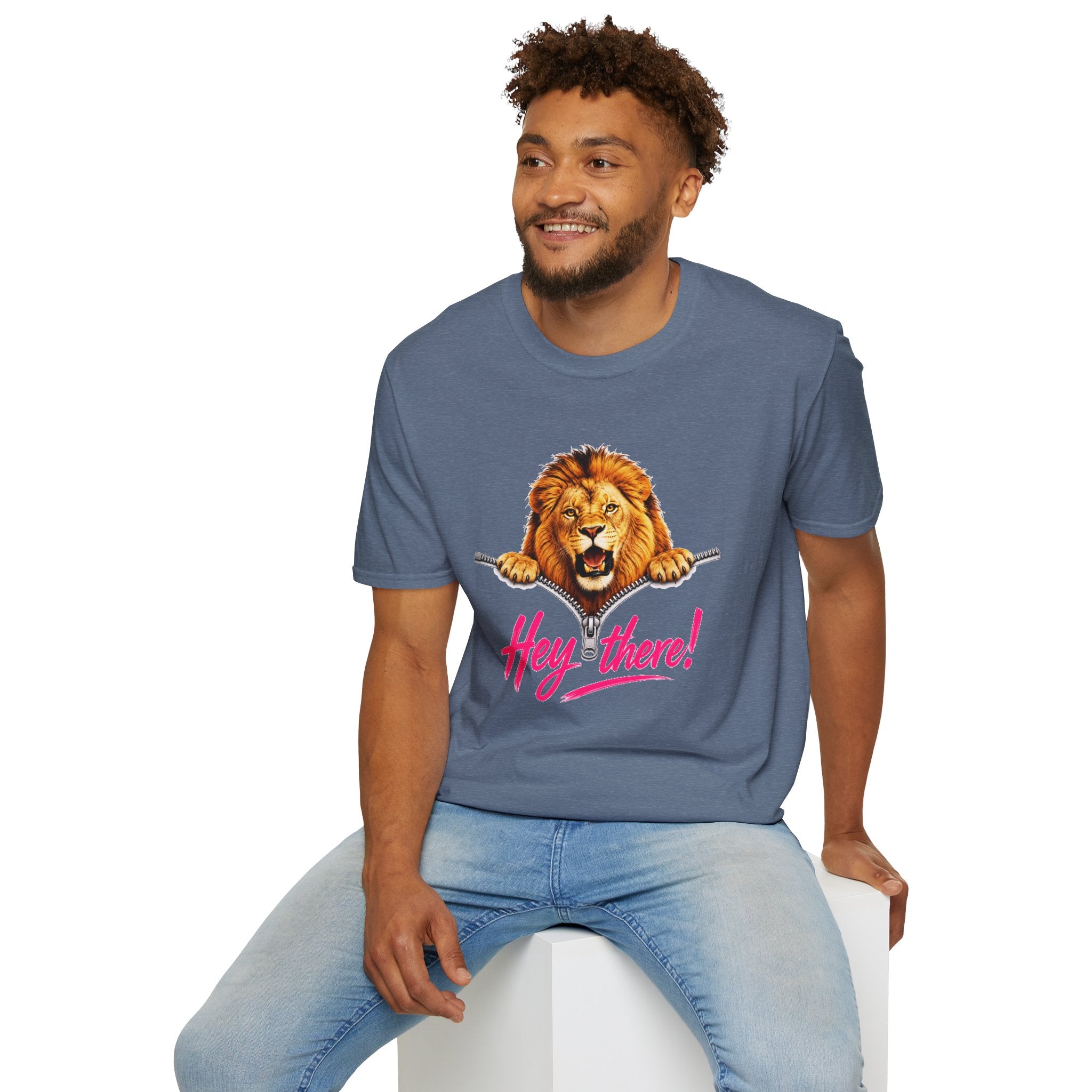 Lion Graphic Tee, Hey There Lion Shirt, Cute Roaring Lion T-Shirt, Funny Animal Graphic Tee, Unisex Casual Shirt