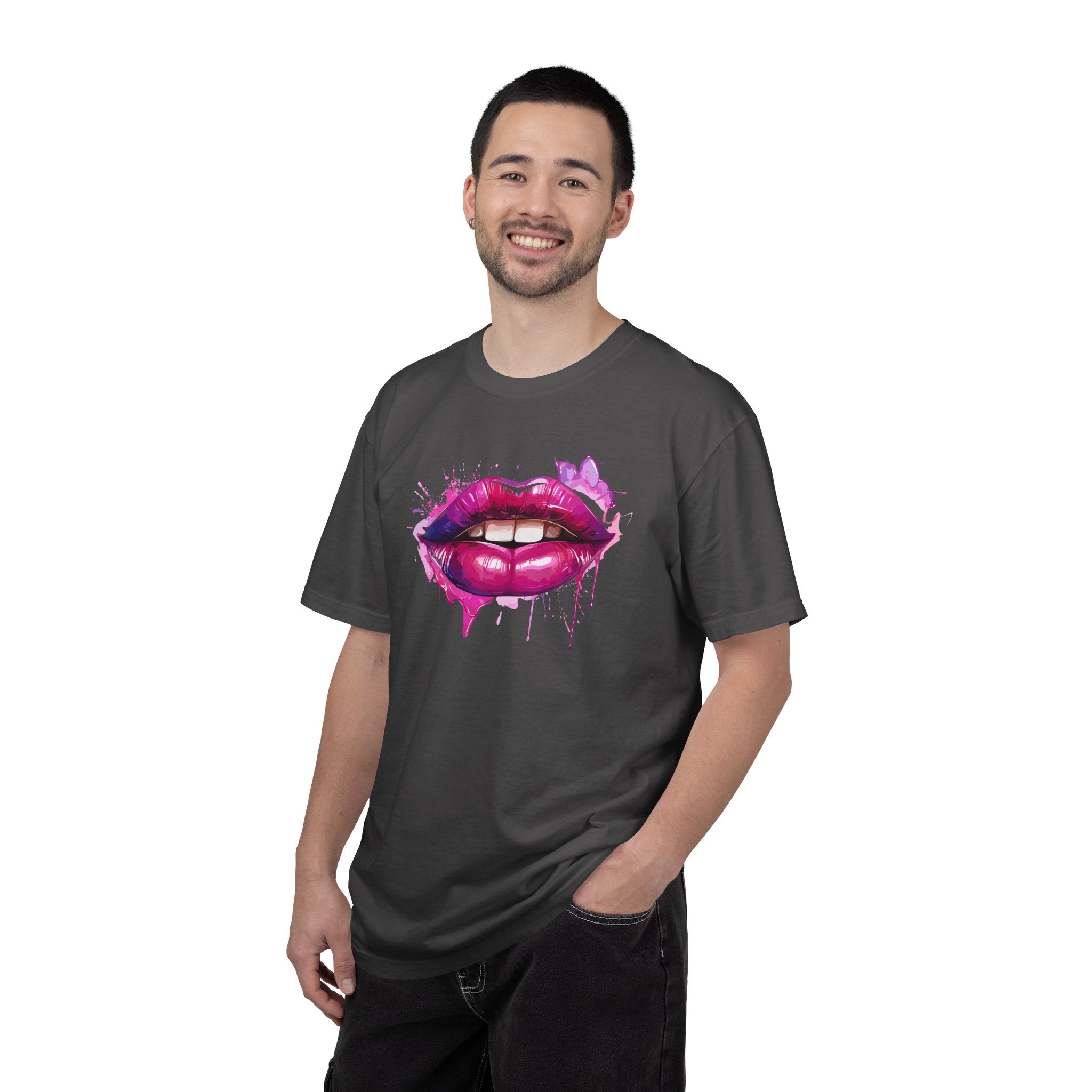 Lip Art T-Shirt — Pink Drip Painted Lips Graphic Tee