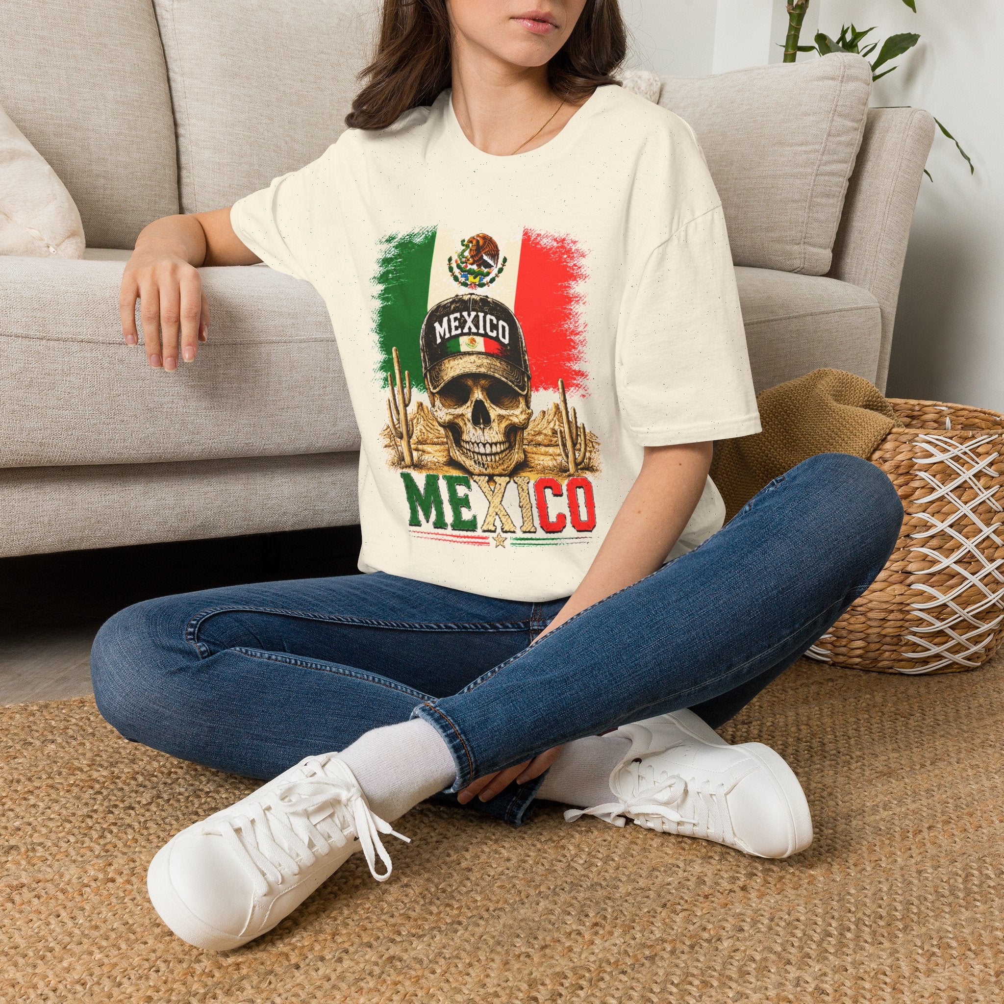 Mexico Flag Skull T-Shirt, Vintage Mexican Skull Shirt, Dia De Los Muertos Tee, Patriotic Mexico Graphic Tee, Gift for Men Women