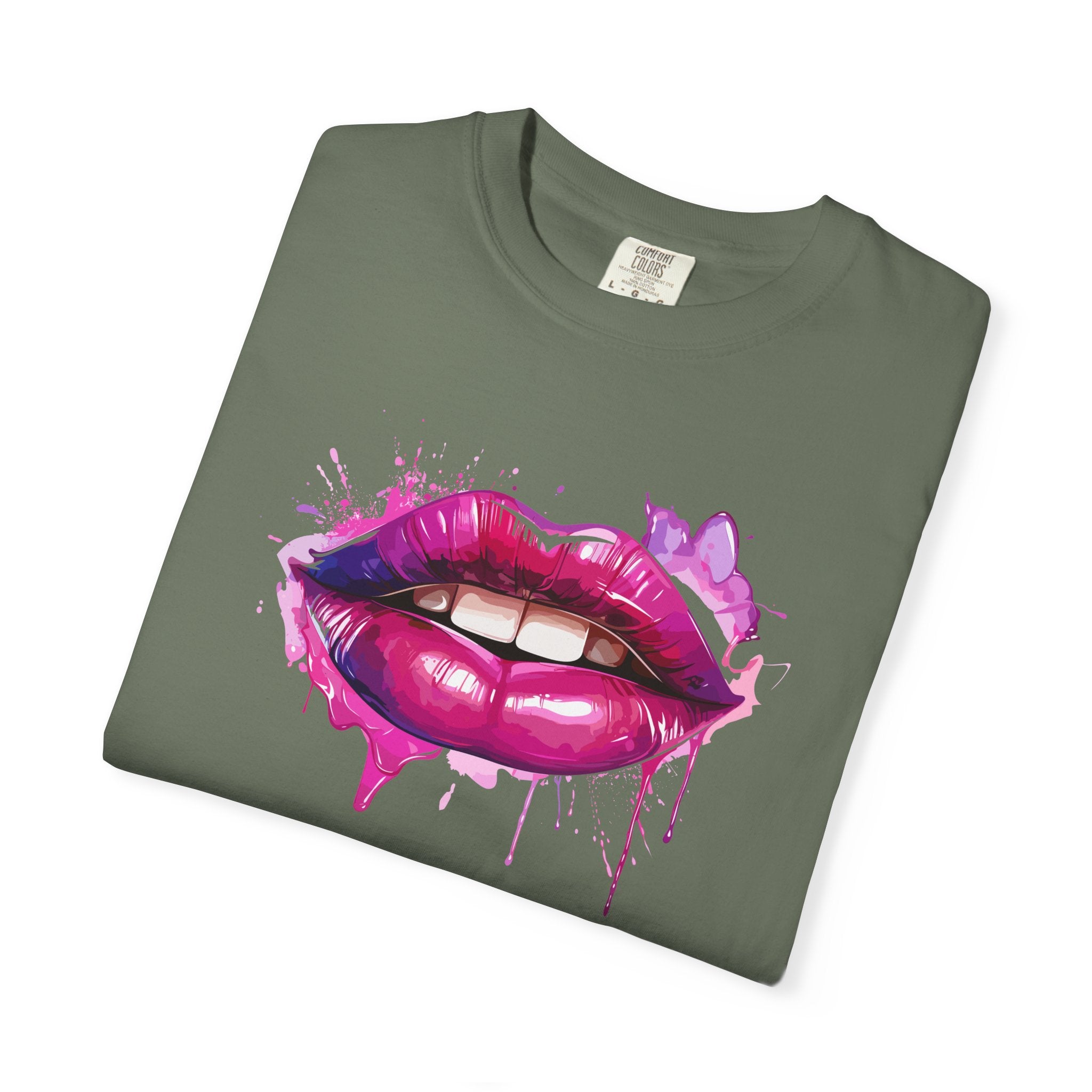 Lip Art T-Shirt — Pink Drip Painted Lips Graphic Tee