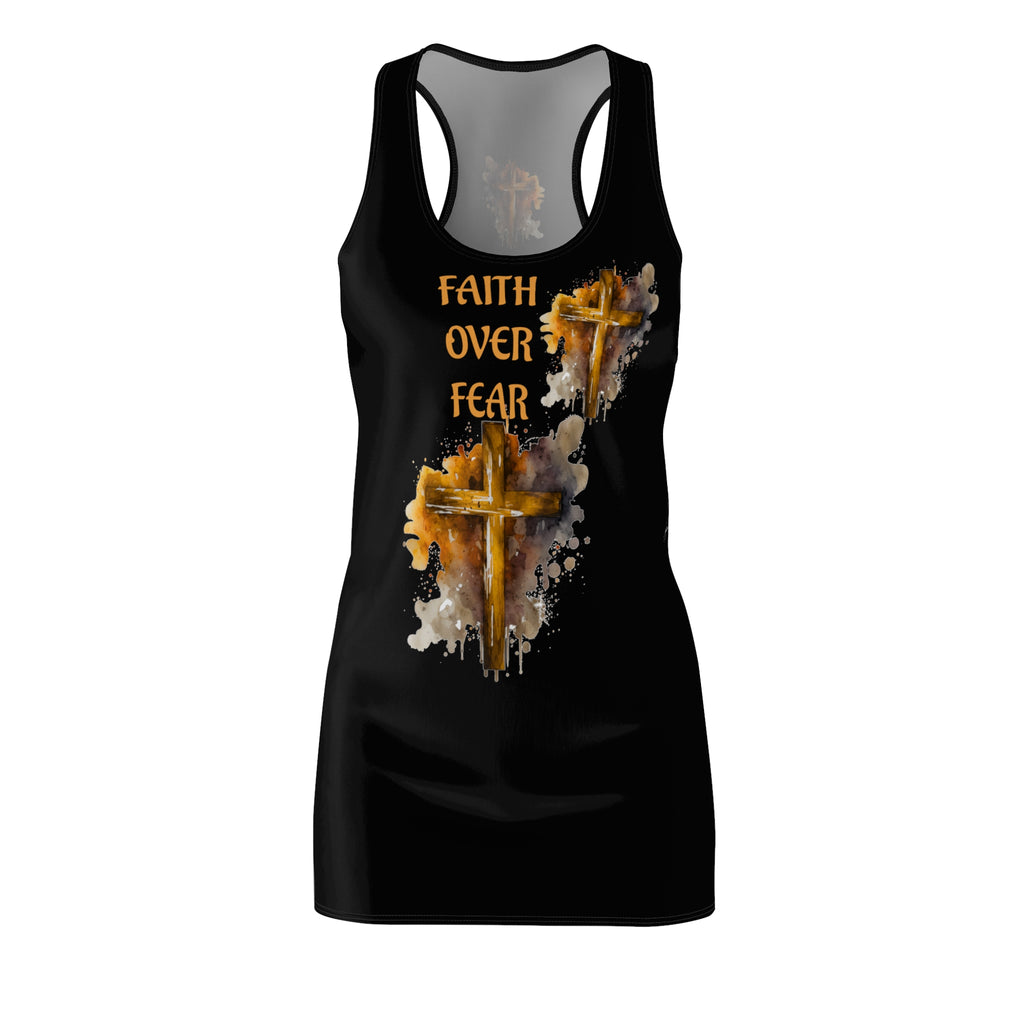 Faith Over Fear Racerback Dress — Christian Cross Graphic Dress