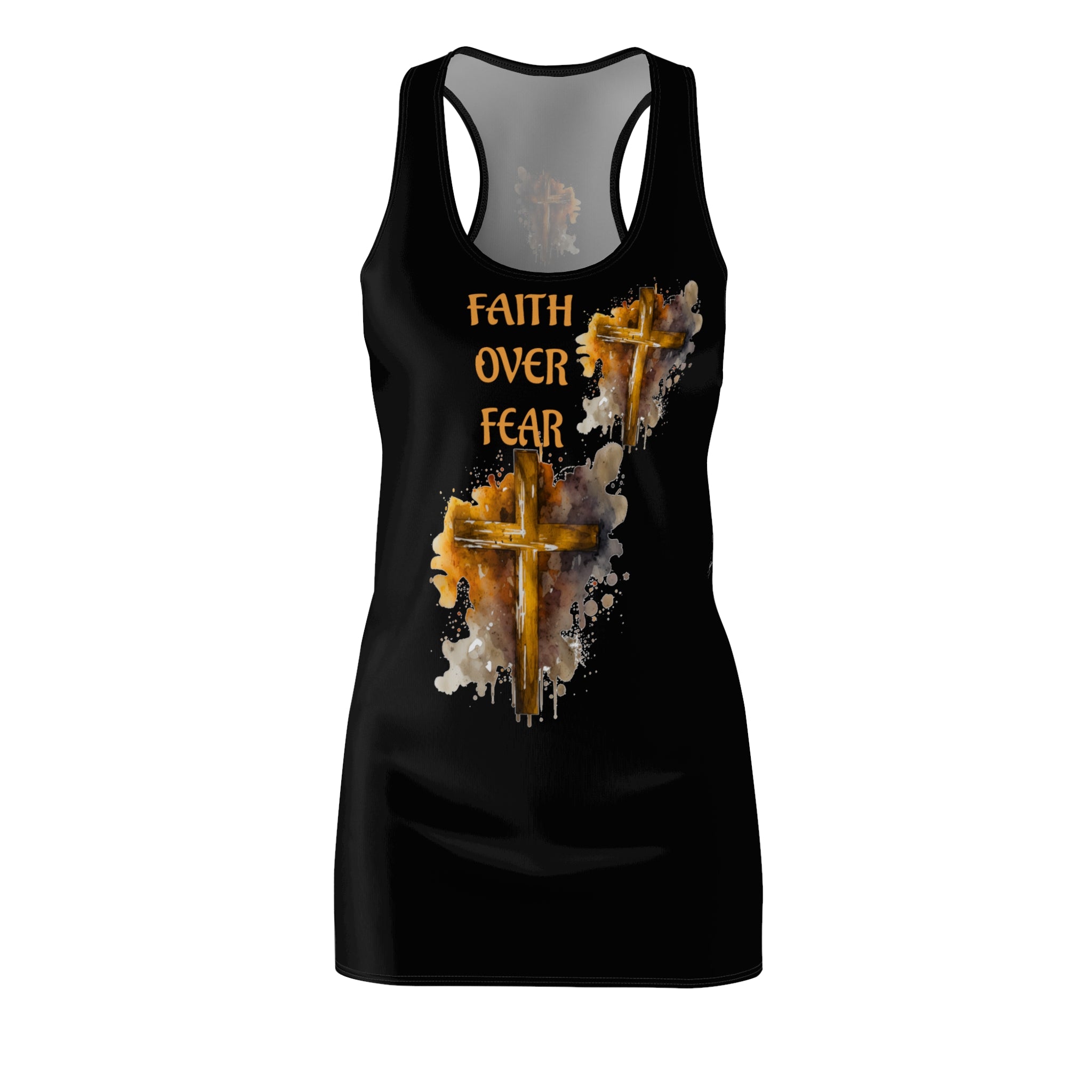 Faith Over Fear Racerback Dress — Christian Cross Graphic Dress