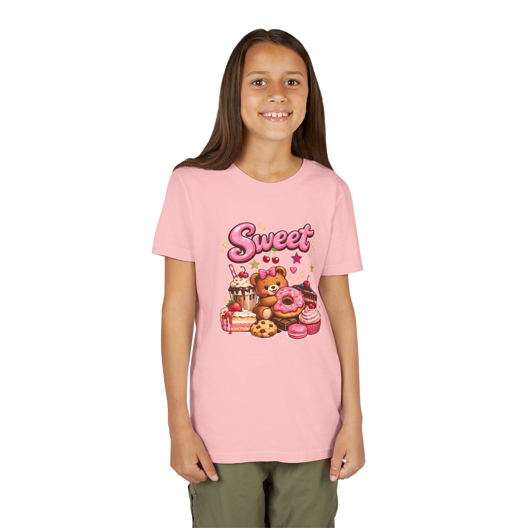 Youth Tee - "Sweet" Teddy Bear with Donuts & Desserts Kids Shirt