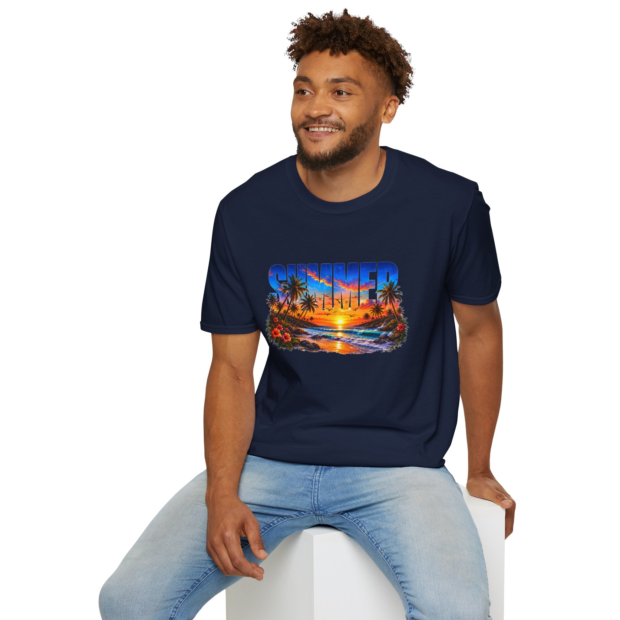 Summer Beach T Shirt Sunset Palm Graphic Tee