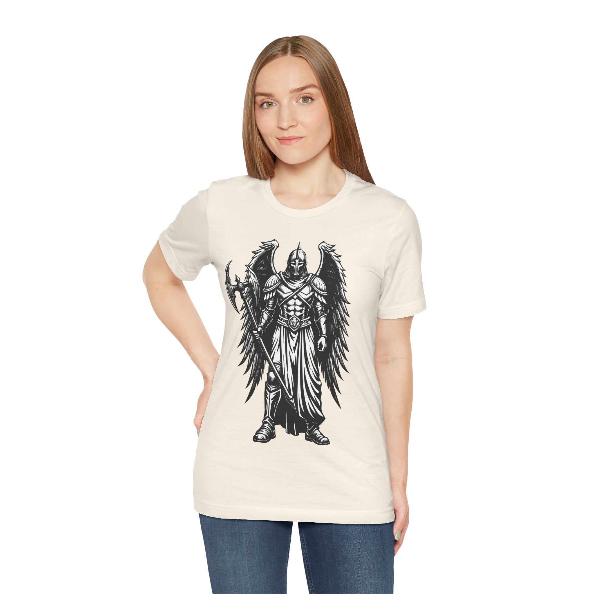 Angel of War Graphic Tee — Winged Knight Armor T-Shirt