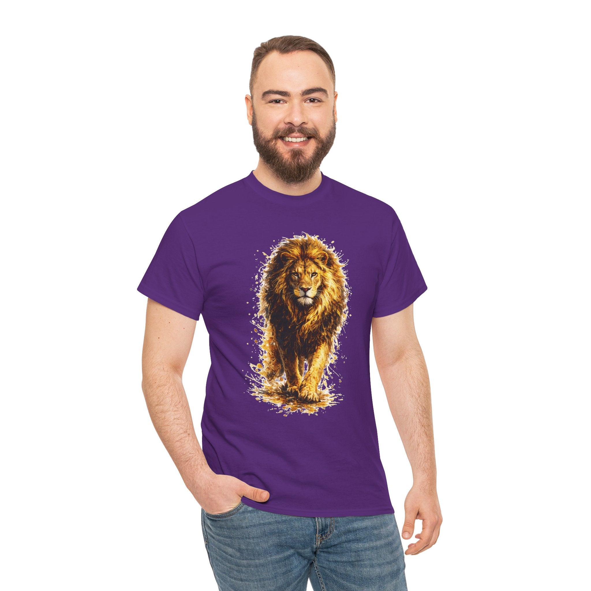 Lion Graphic T-Shirt, Majestic Walking Lion Tee, Watercolor Wildlife Shirt, Unisex Animal Graphic Tee, Lion Lover Gift, Nature Art Shirt