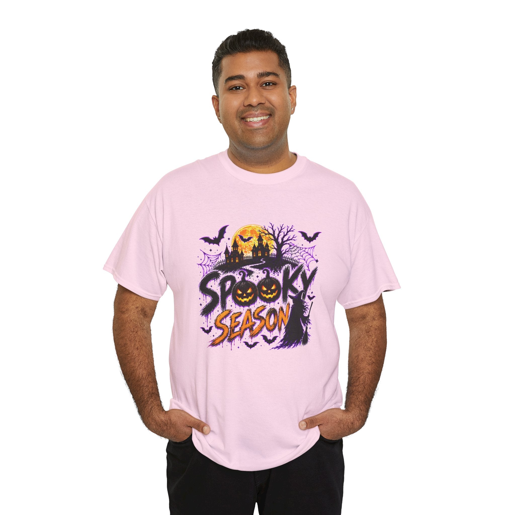 Spooky Season Halloween T-Shirt, Jack O Lantern Pumpkin Tee, Haunted House Graphic Shirt, Unisex Halloween Tee