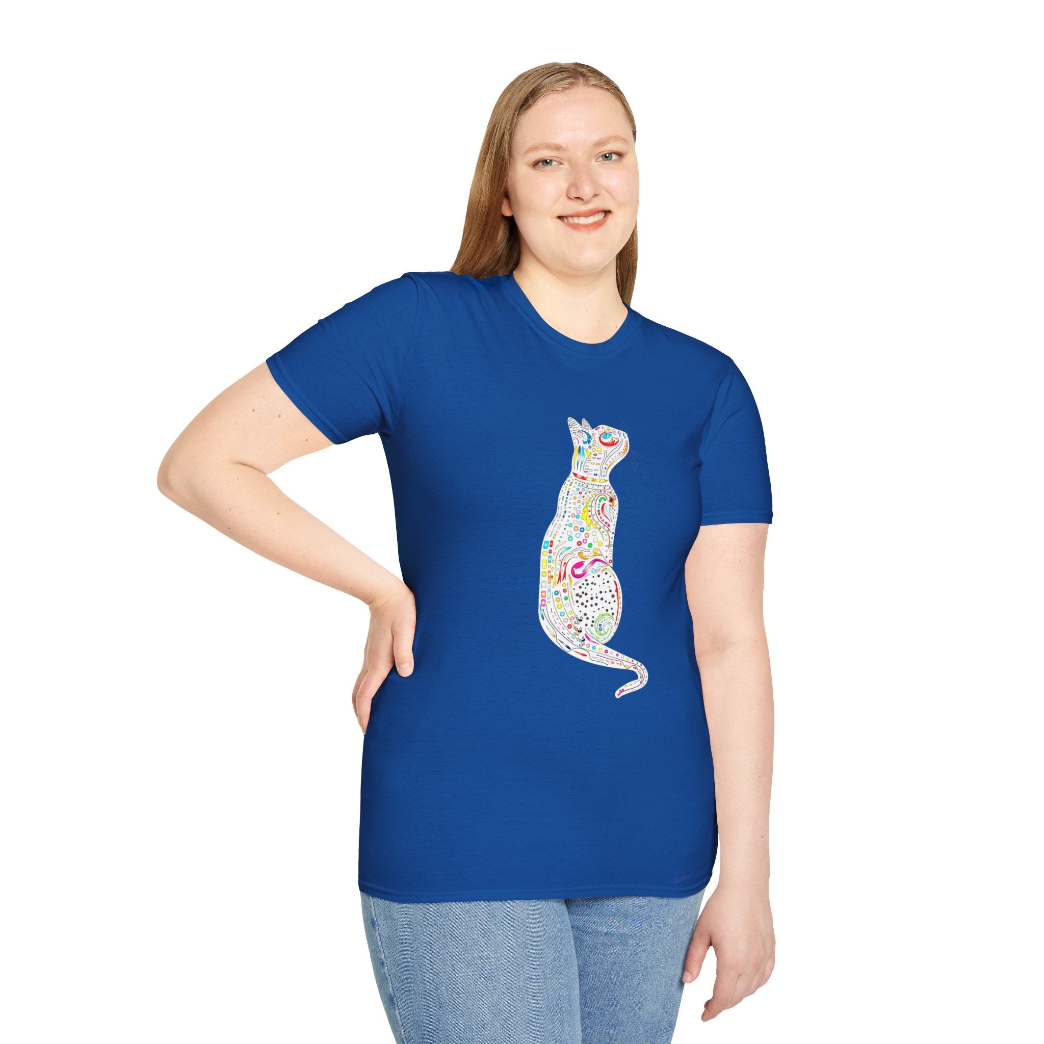 Cat Lover Shirt, Colorful Cat Graphic T-Shirt, Cute Cat Silhouette Tee