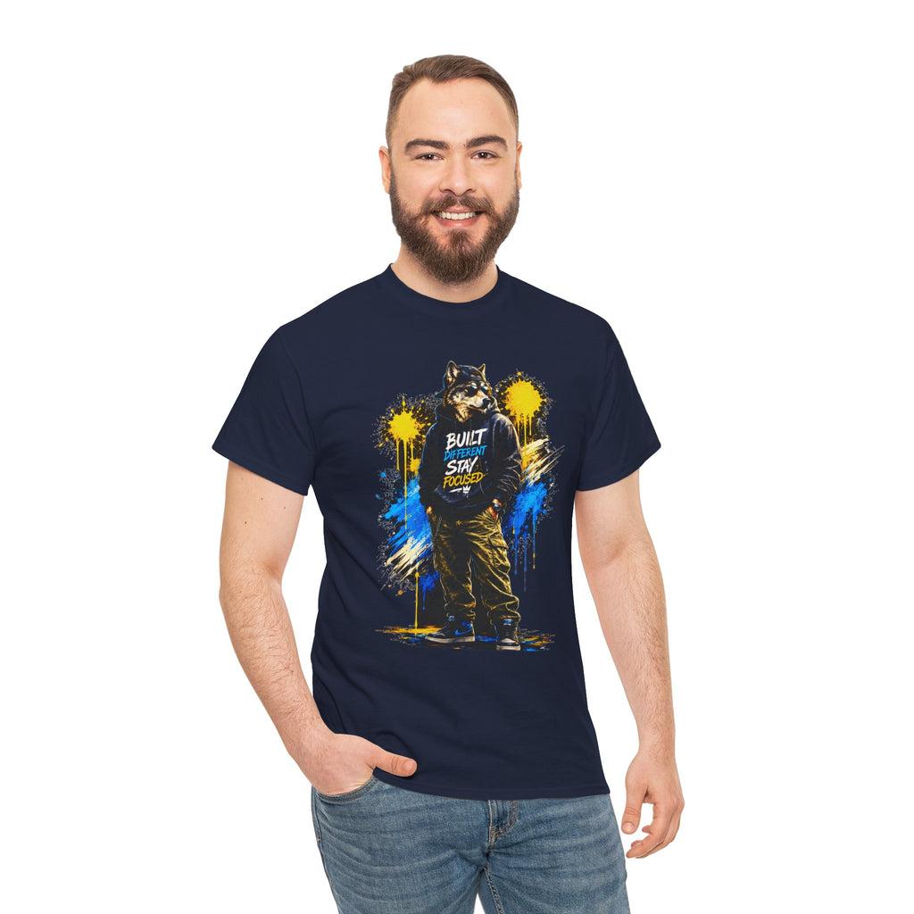 Raccoon Street Art Tee — "Built Not Born" Graphic T-Shirt