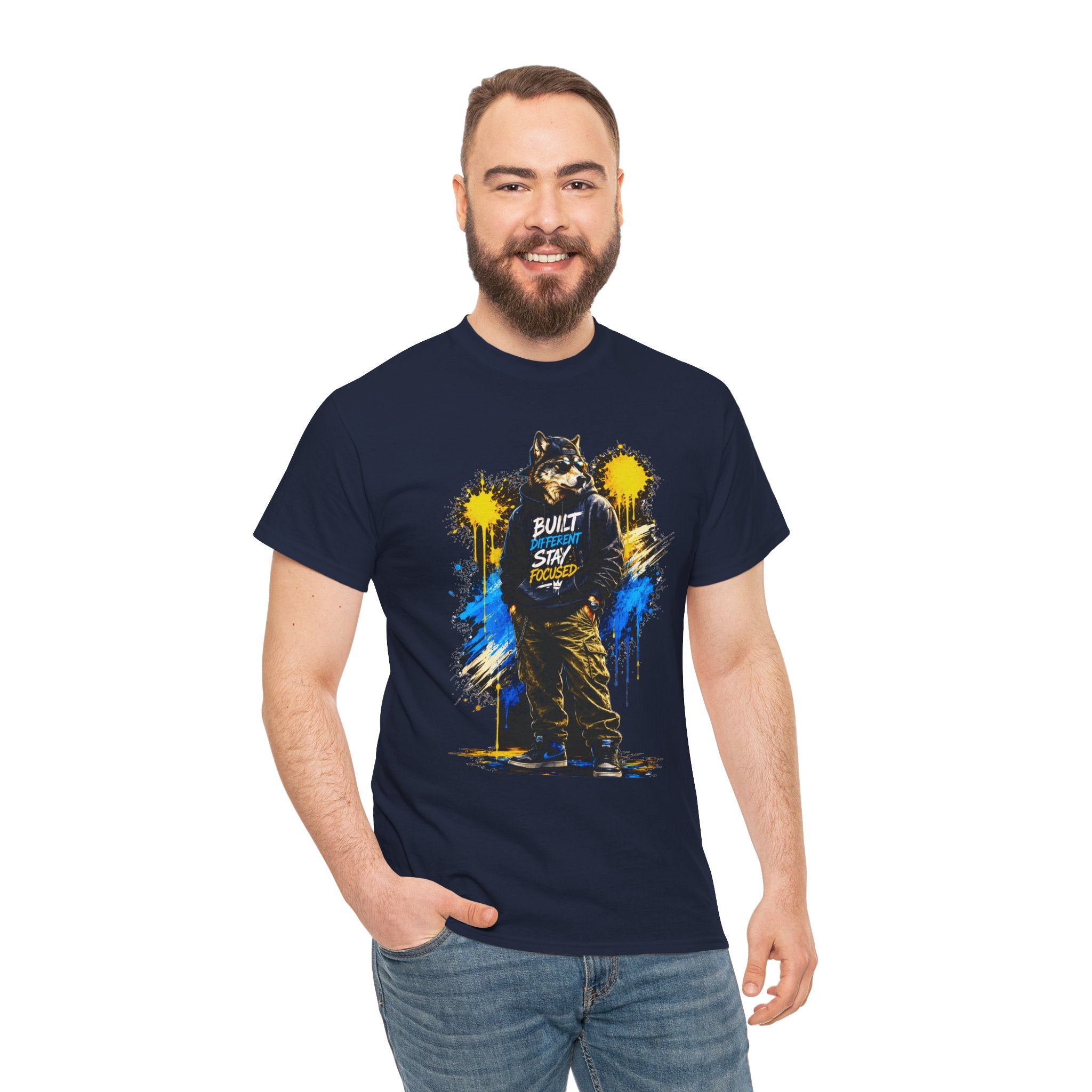 Raccoon Street Art Tee — "Built Not Born" Graphic T-Shirt