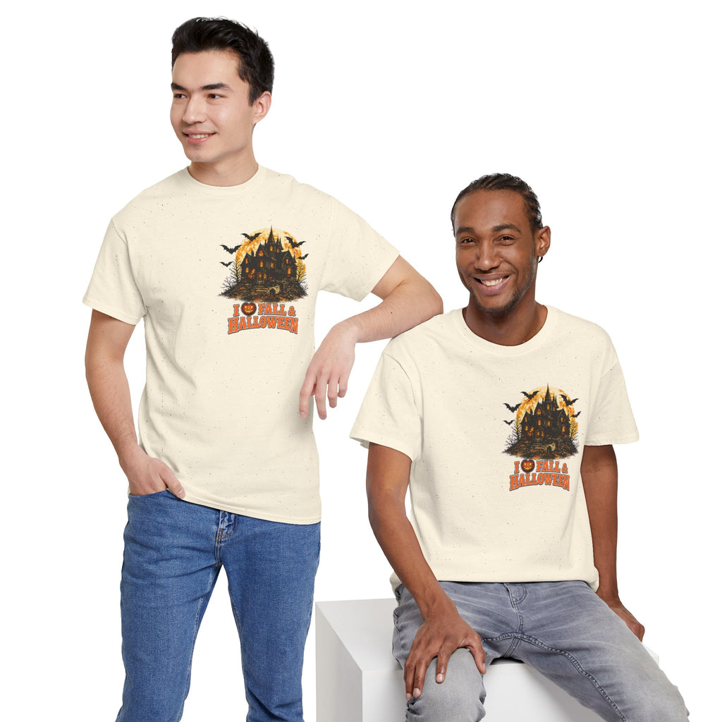 Halloween Fall Graphic Tee — "I  Fall & Halloween" Vintage Pumpkin & Spooky Characters Shirt