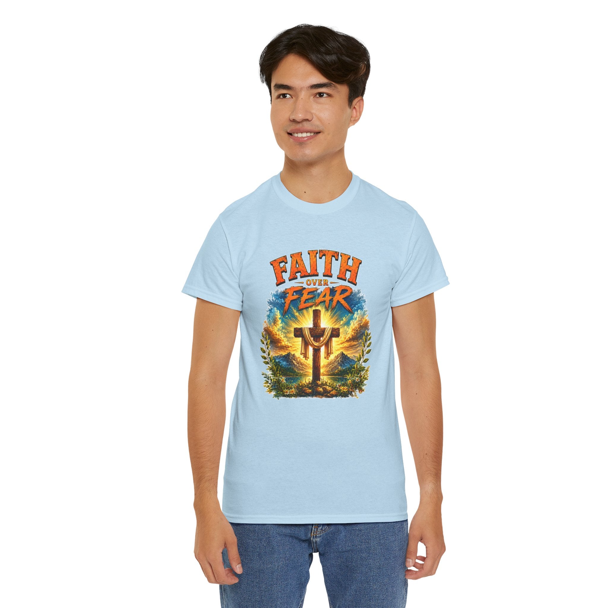 Faith Over Fear Christian T-Shirt | Cross Graphic Tee | Religious Unisex Shirt | Christian Gift