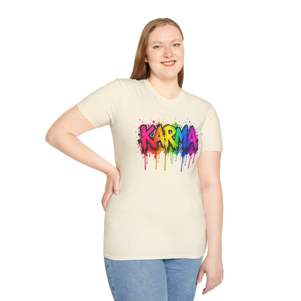 Karma Rainbow Drip Shirt, Funny Graphic Tee, Colorful Streetwear T-Shirt, Unisex Casual Tee, Gift Idea