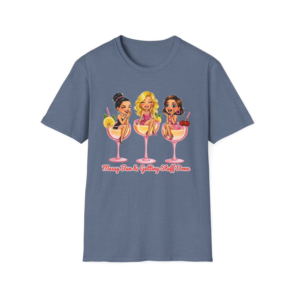 Messy Bun Getting Stuff Done Shirt Funny Mom Life Tee Cute Girls Cocktail Graphic T Shirt