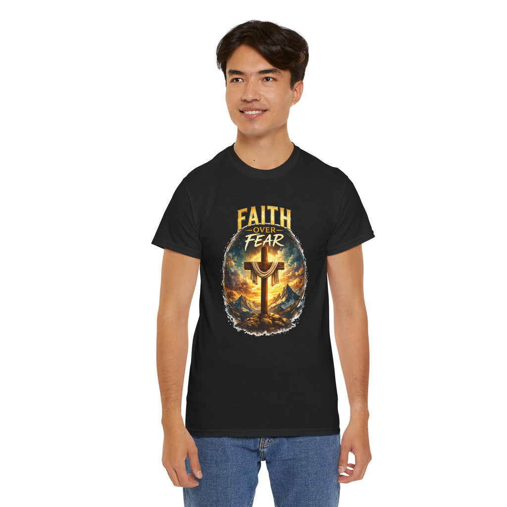 Faith Over Fear Christian T-Shirt | Cross Graphic Tee | Jesus Faith Shirt | Religious Unisex Shirt | Christian Gift for Men & Women