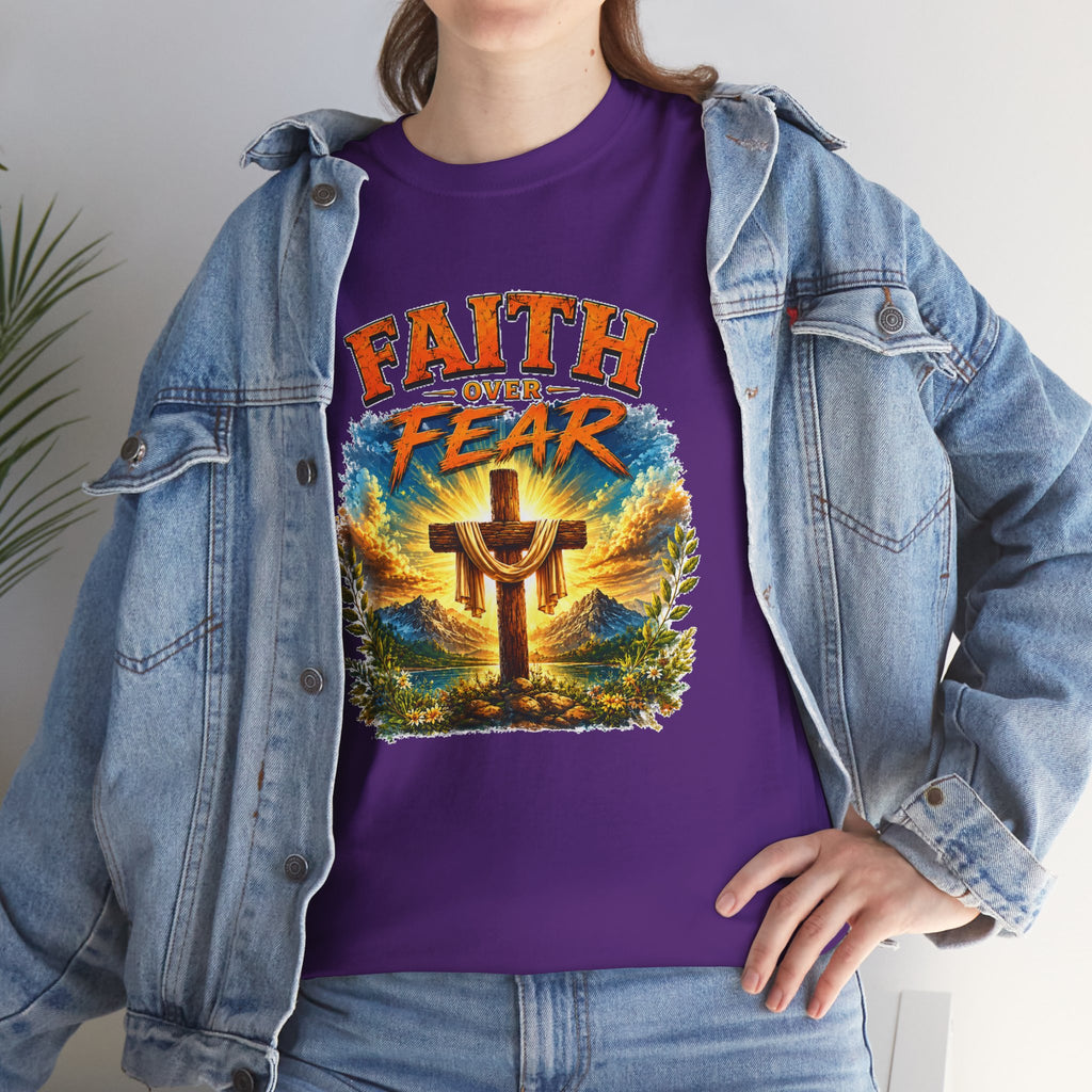 Faith Over Fear Christian T-Shirt | Cross Graphic Tee | Religious Unisex Shirt | Christian Gift
