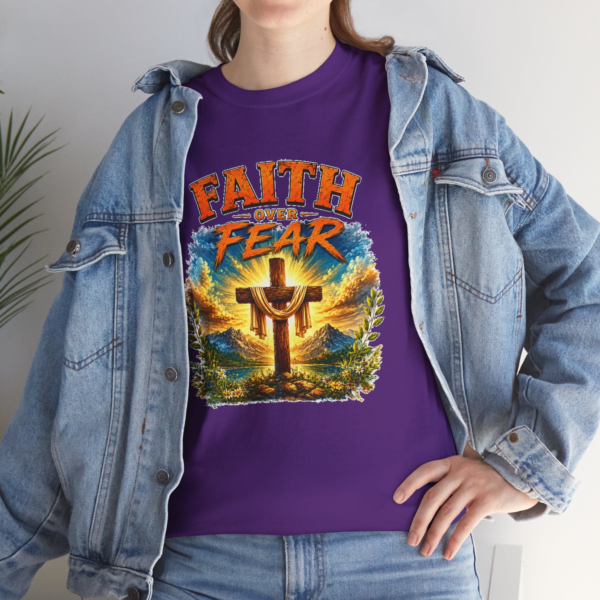 Faith Over Fear Christian T-Shirt | Cross Graphic Tee | Religious Unisex Shirt | Christian Gift