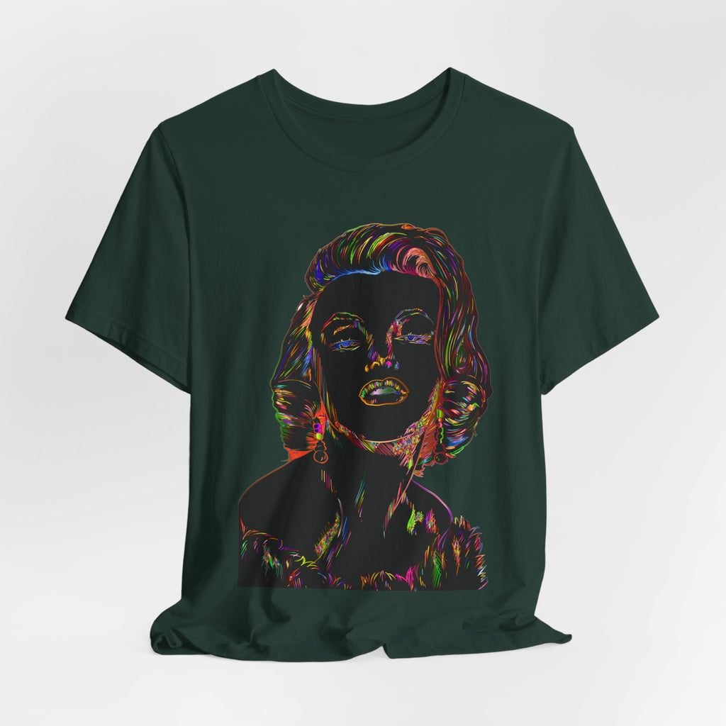 Neon Pop Art Portrait T-Shirt – Retro Rainbow Graphic Tee