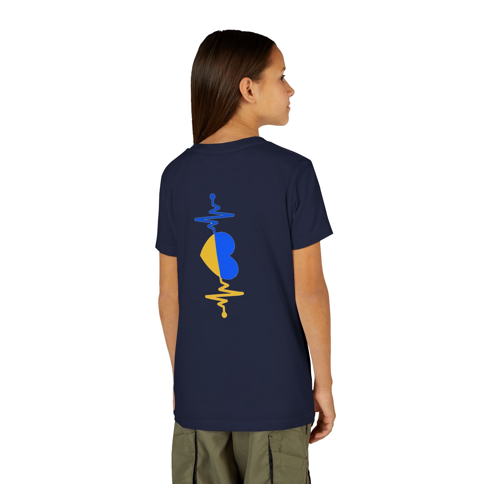 Love Ukraine Youth Tee — Blue & Yellow Heart Kids Shirt (Support Ukraine)