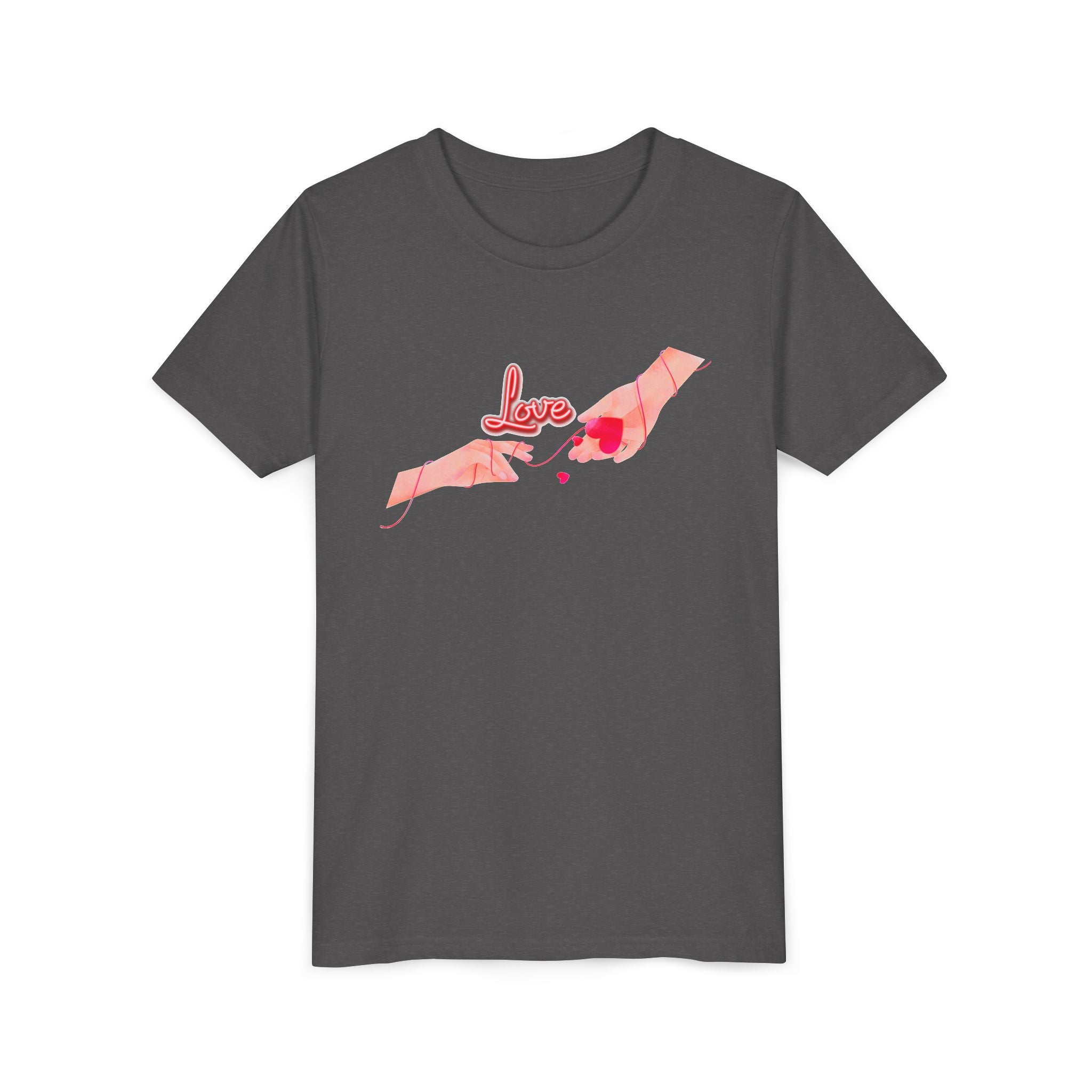 Youth Tee — Pink Hands Love Design (Valentine’s Day, Cute Kid Graphic)