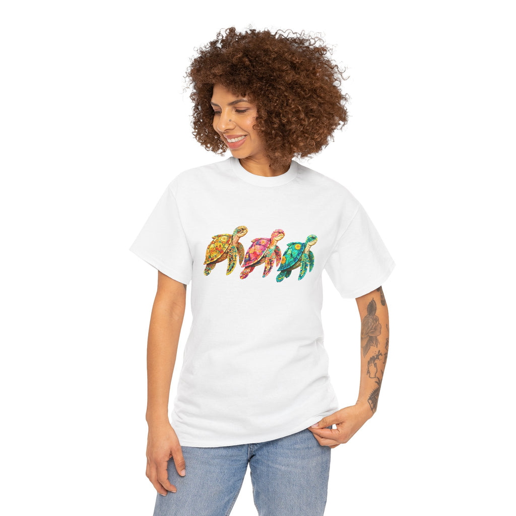 Sea Turtle T-Shirt, Colorful Sea Turtle Tee, Beach Lover Shirt, Ocean Lover Gift, Coastal Graphic Tee, Marine Life Shirt, Summer Vacation Tee